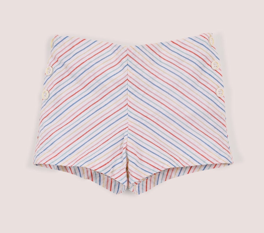 جينجرسنابس شورت مخطط بأزرار جانبية ملون رضع بناتي متعدد الألوان