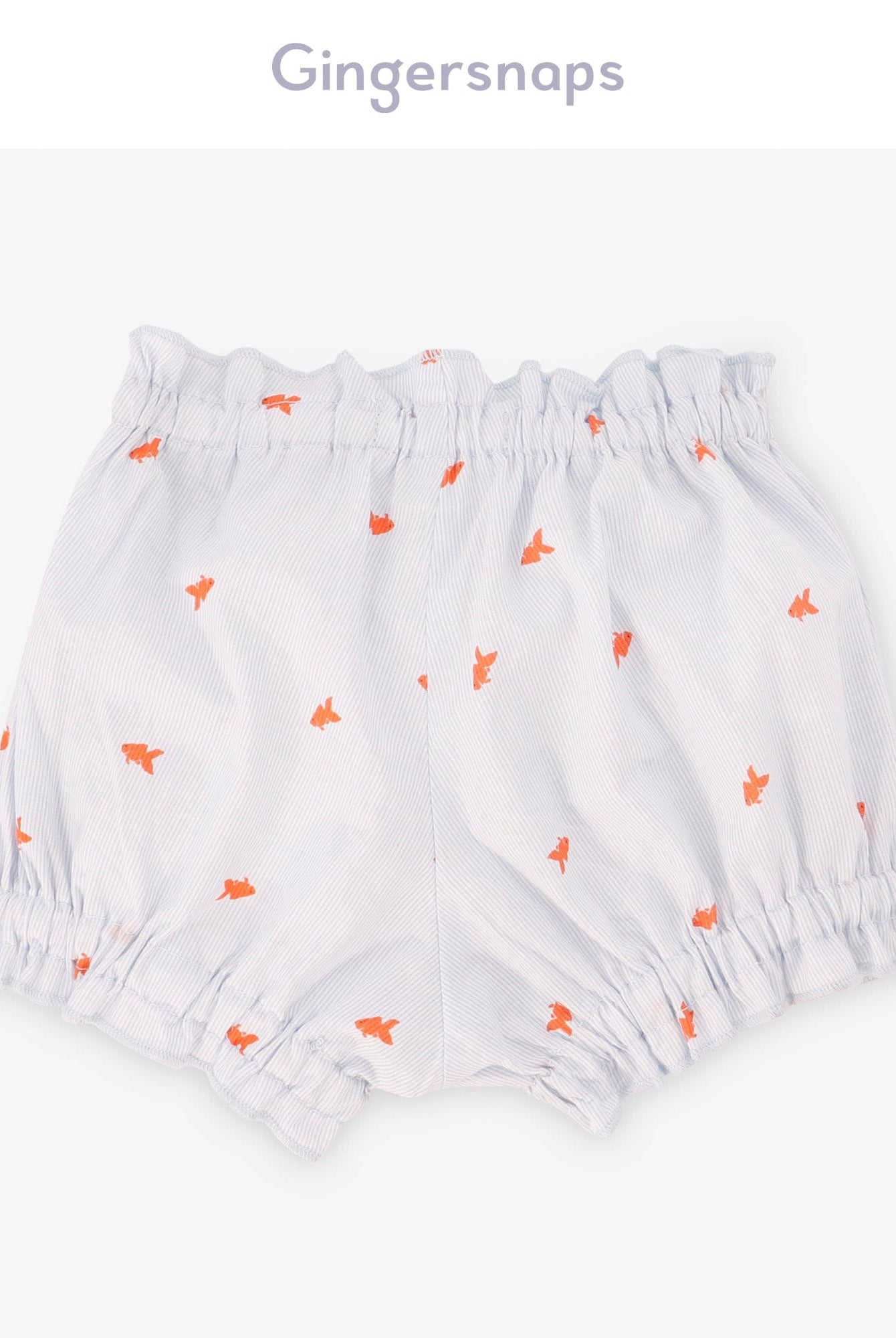 جينجرسنابس شورت رضع بناتي بنمط أسماك مزين بفيونكة أزرق