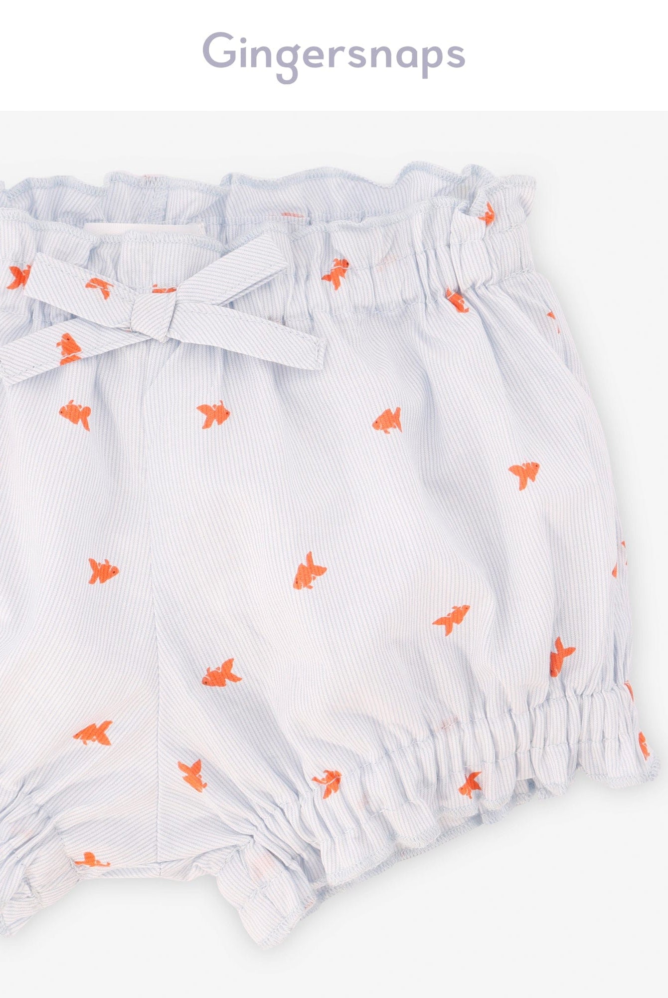 جينجرسنابس شورت رضع بناتي بنمط أسماك مزين بفيونكة أزرق