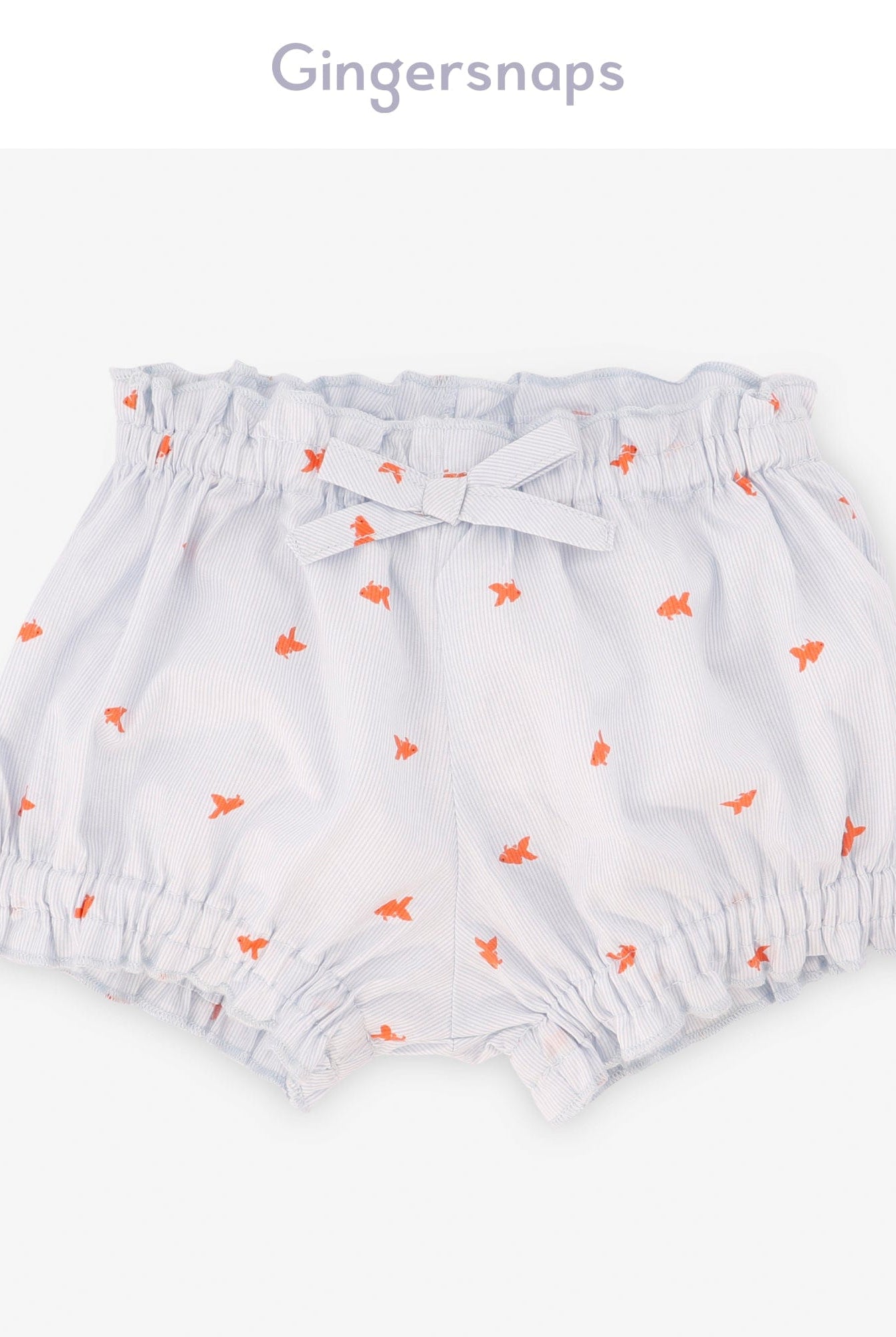 جينجرسنابس شورت رضع بناتي بنمط أسماك مزين بفيونكة أزرق