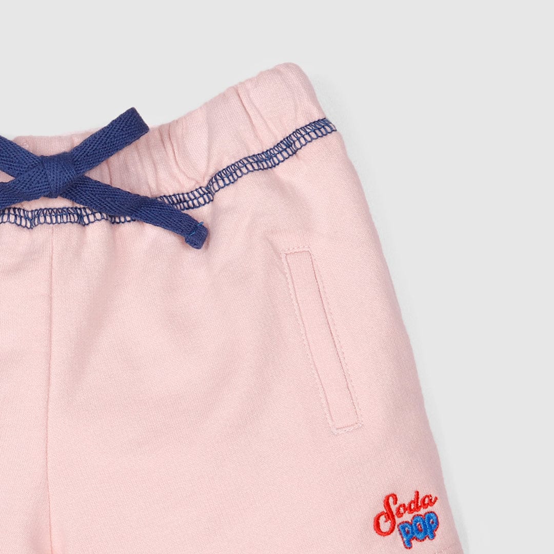 جينجرسنابس شورت رضع بناتي بجيوب أمامية بتطريز خفيف وردي