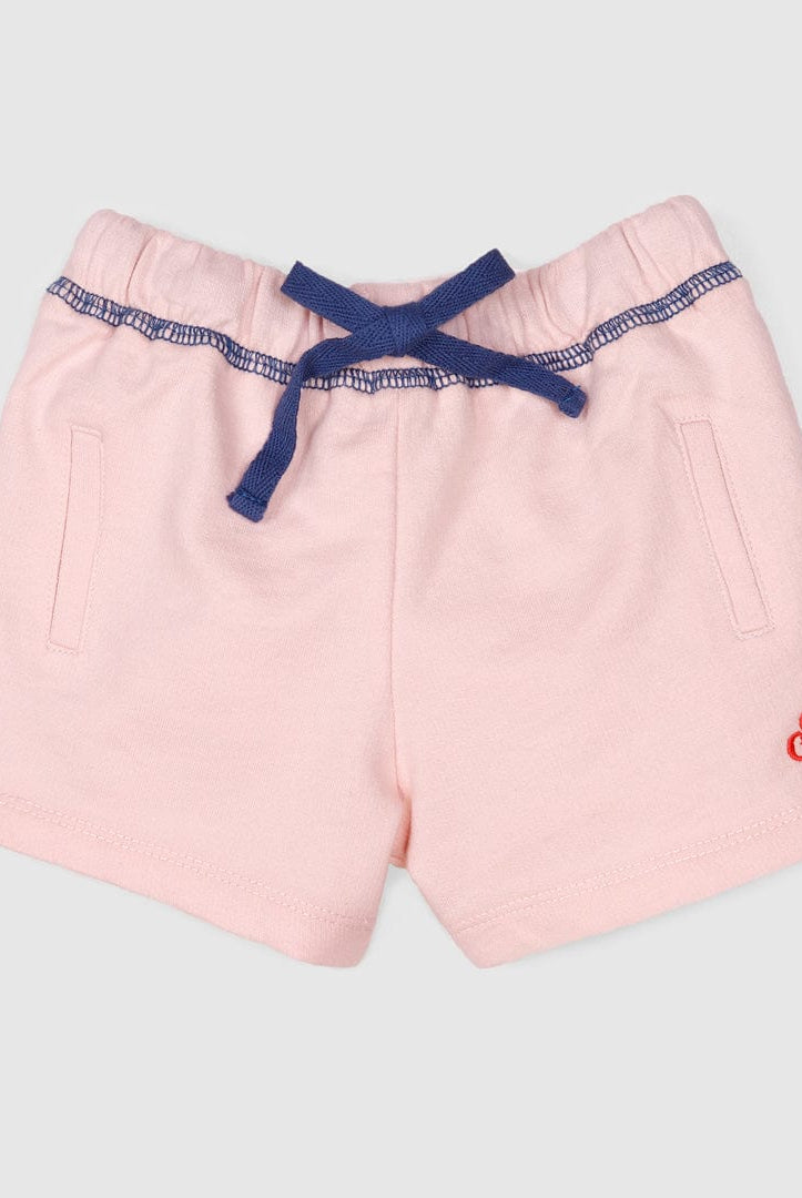 جينجرسنابس شورت رضع بناتي بجيوب أمامية بتطريز خفيف وردي