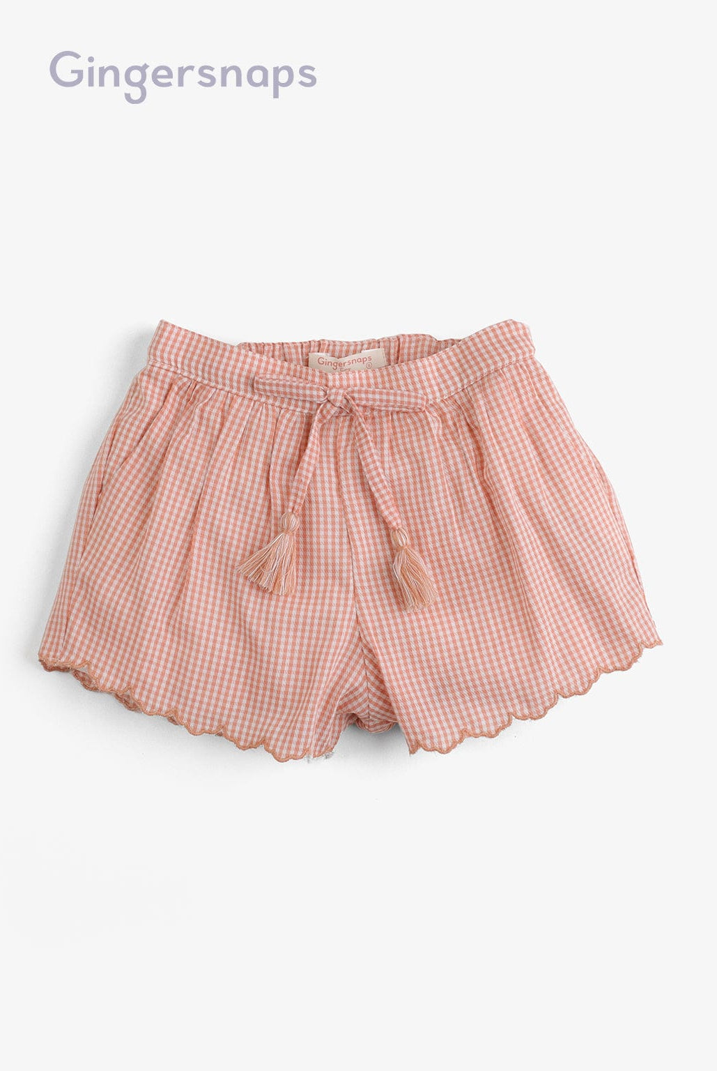 جينجرسنابس شورت مربعات قصير برباط بناتي برتقالي