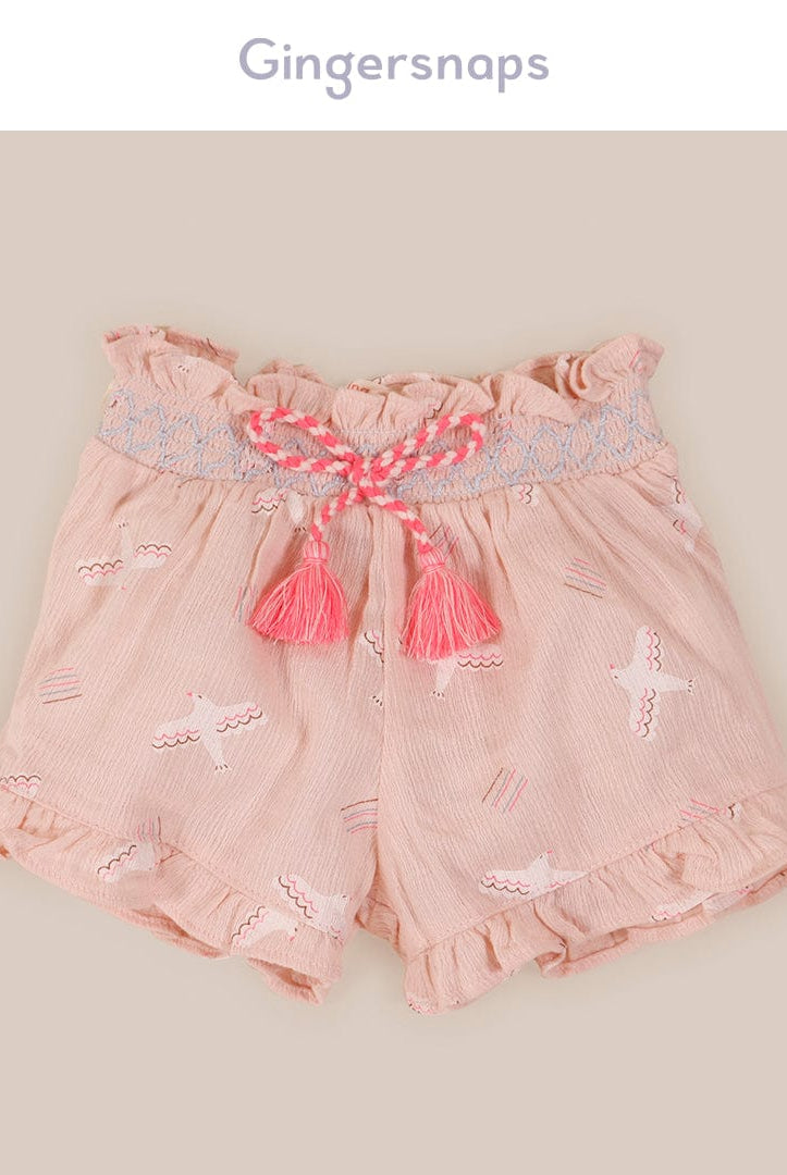 جينجرسنابس شورت منقوش برباط خيط رضع بناتي الخوخ الوردي