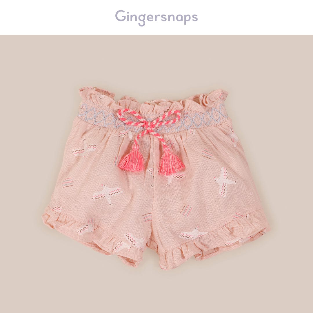 جينجرسنابس شورت منقوش برباط خيط رضع بناتي الخوخ الوردي