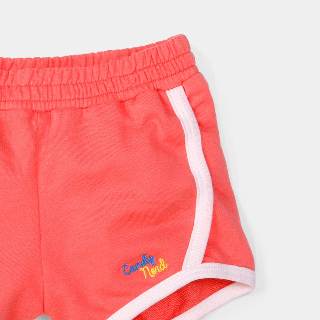 جينجرسنابس شورت بيبي بنات سادة مزين بحواف وردي