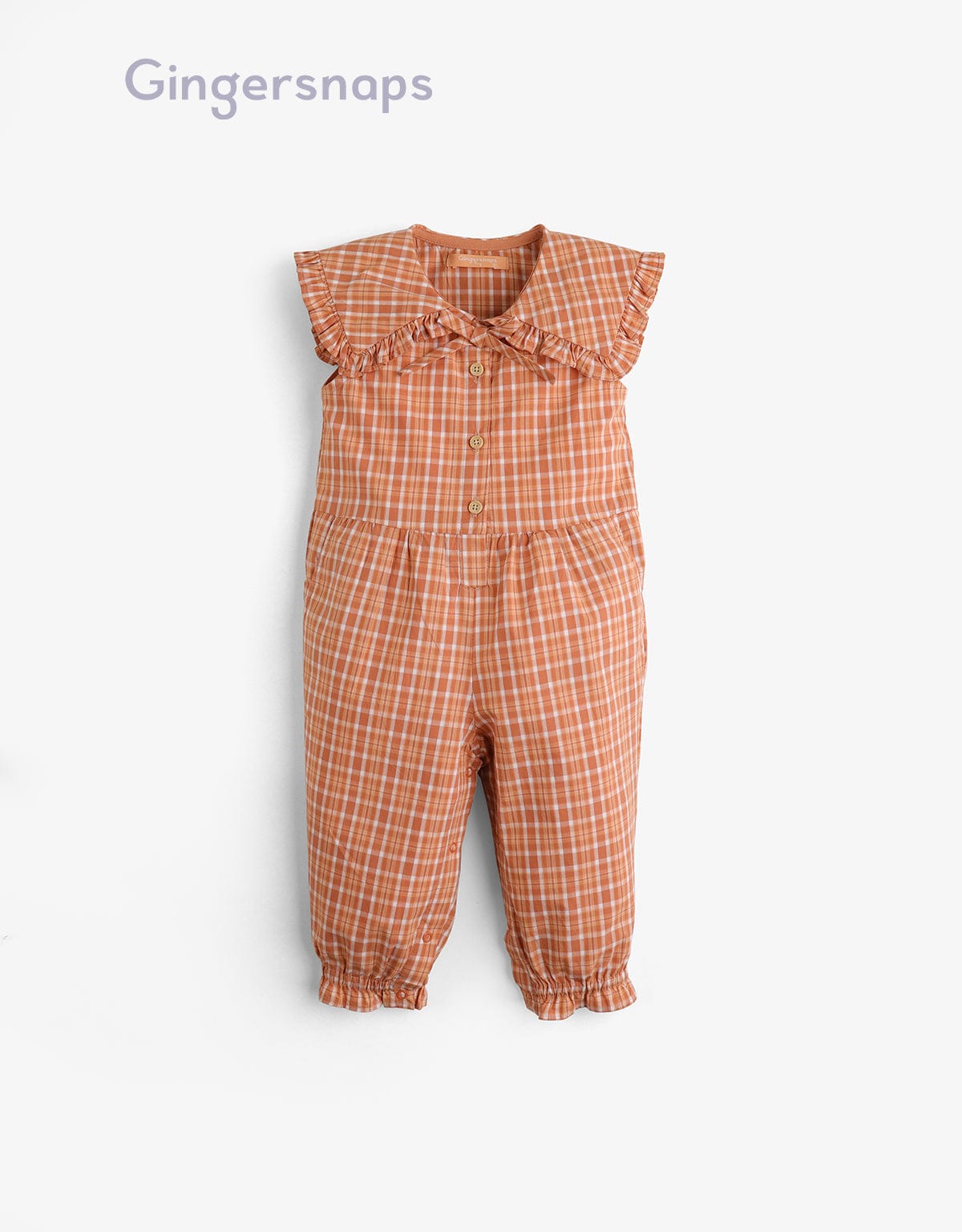 جينجرسنابس جمبسوت بناتي مربعات بأزرار أمامية بني