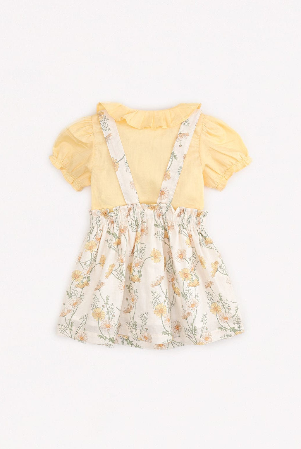 جينجرسنابس طقم بنات بحمالات بكرانيش للرضع أصفر