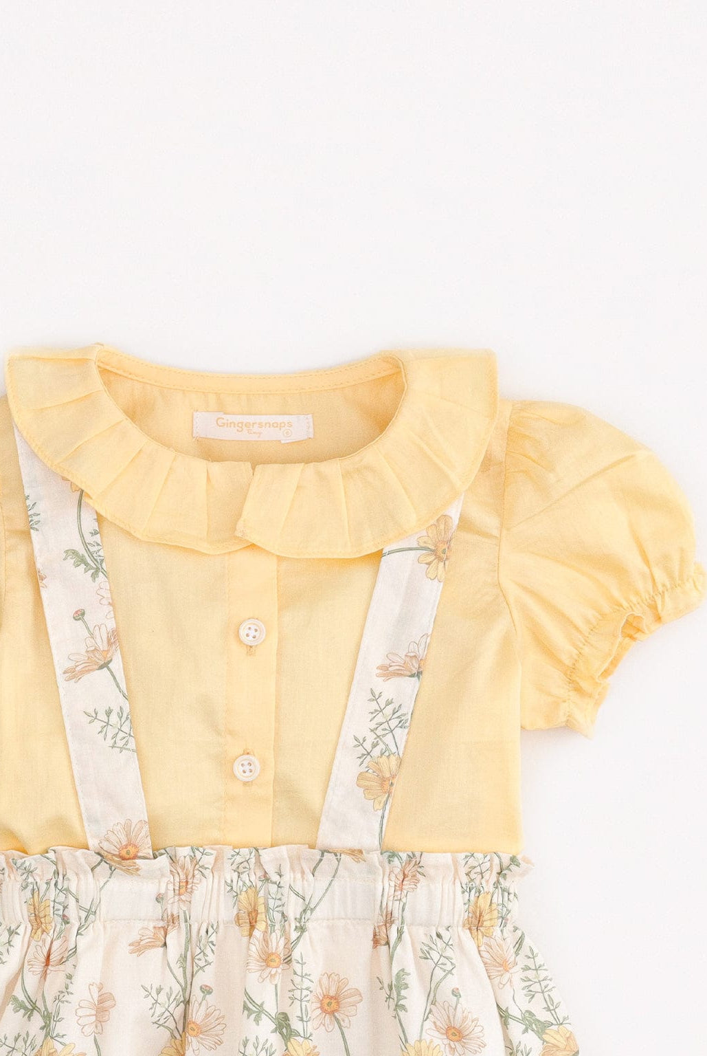 جينجرسنابس طقم بنات بحمالات بكرانيش للرضع أصفر