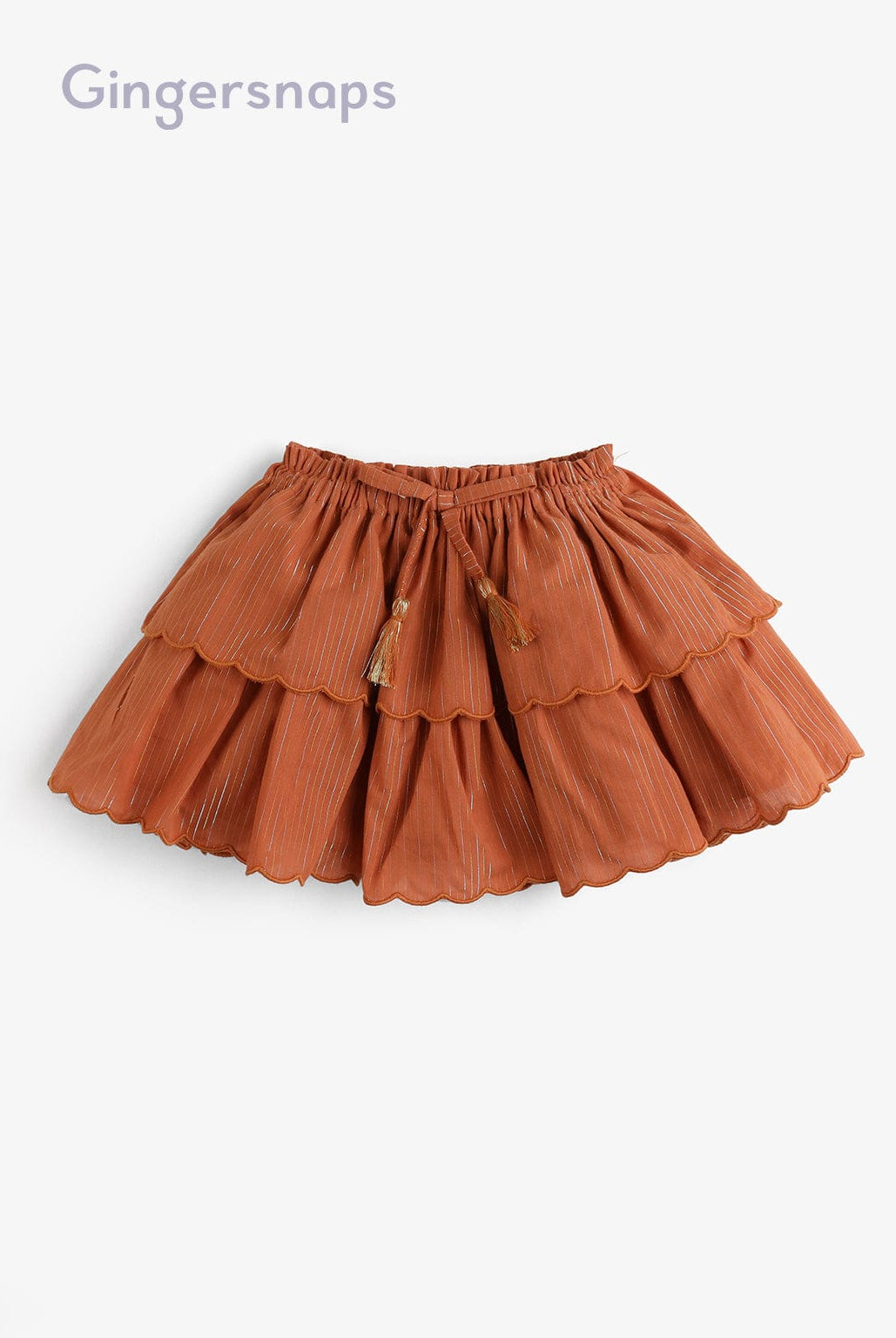 جينجرسنابس طقم بناتي قطعتين توب وتنورة بني