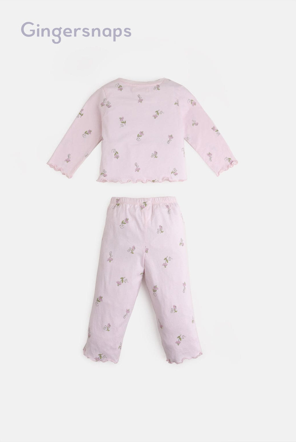 جينجرسنابس طقم بنطلون وبلوزة منقوش بناتي أطفال وردي