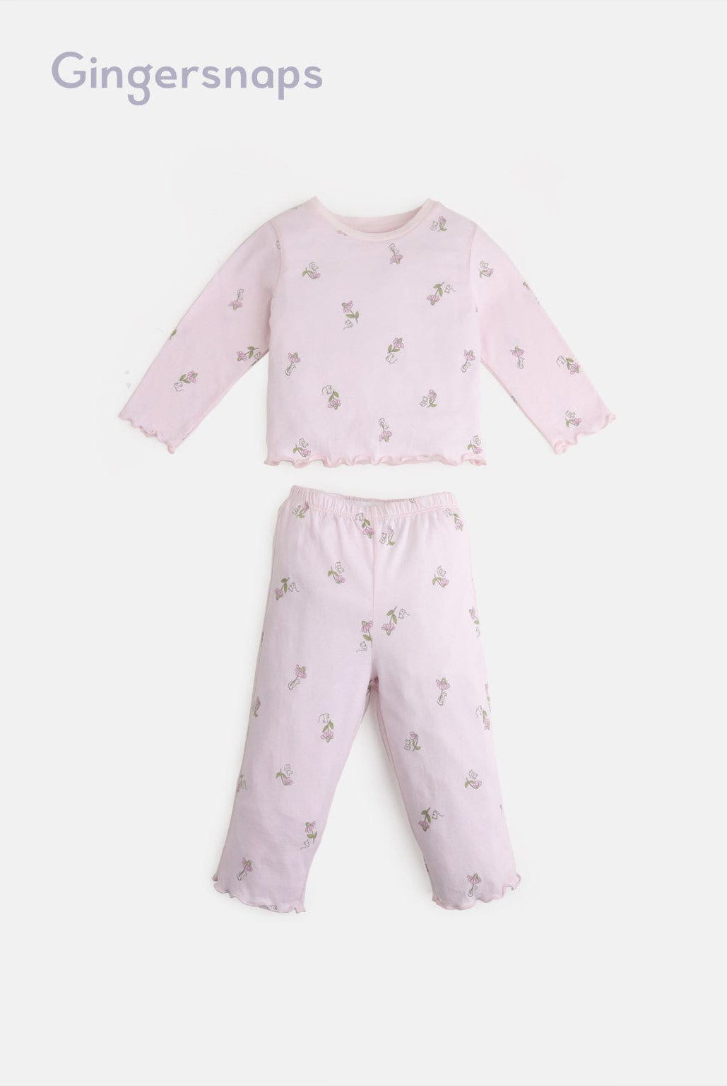 جينجرسنابس طقم بنطلون وبلوزة منقوش بناتي أطفال وردي