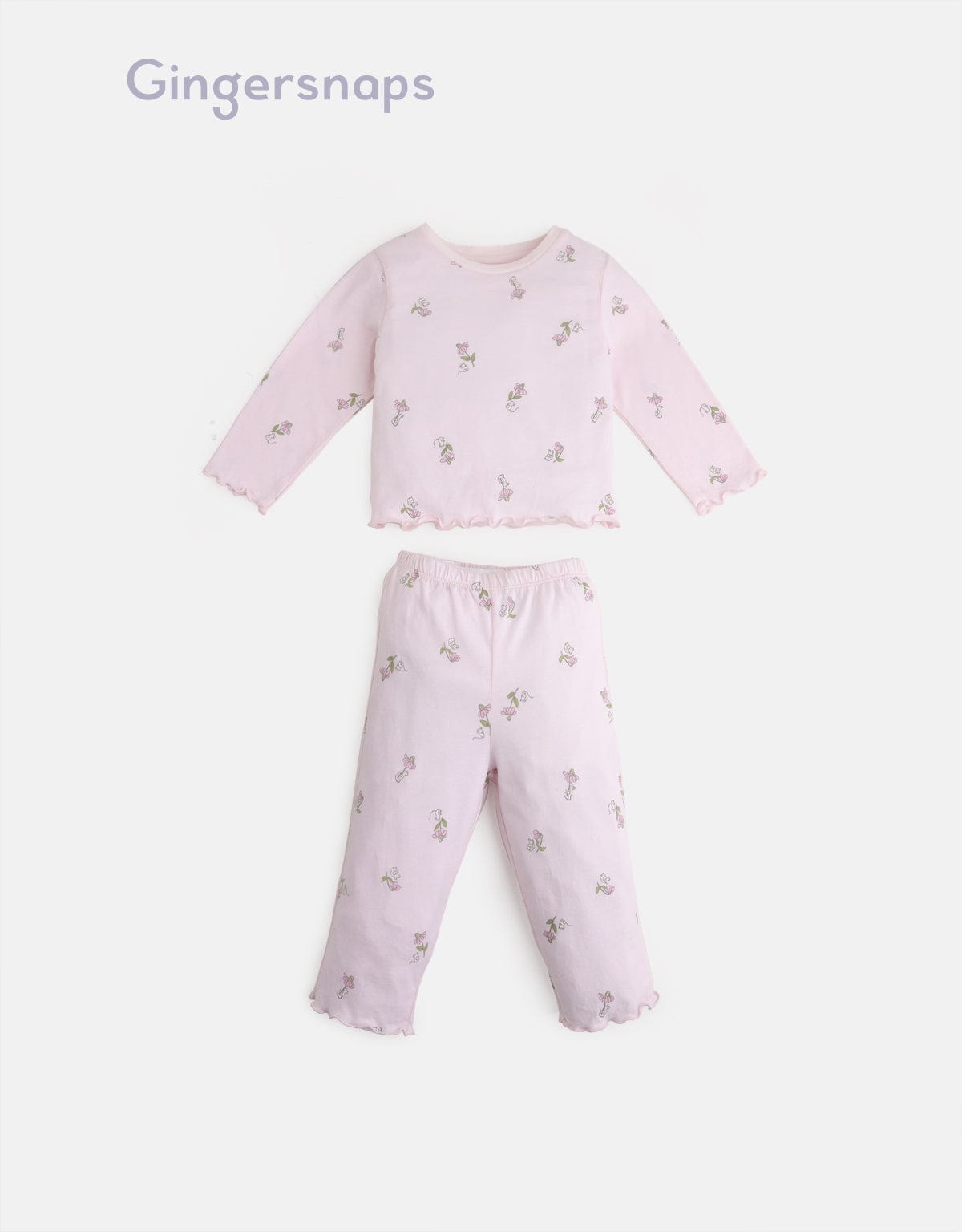 جينجرسنابس طقم بنطلون وبلوزة منقوش بناتي أطفال وردي