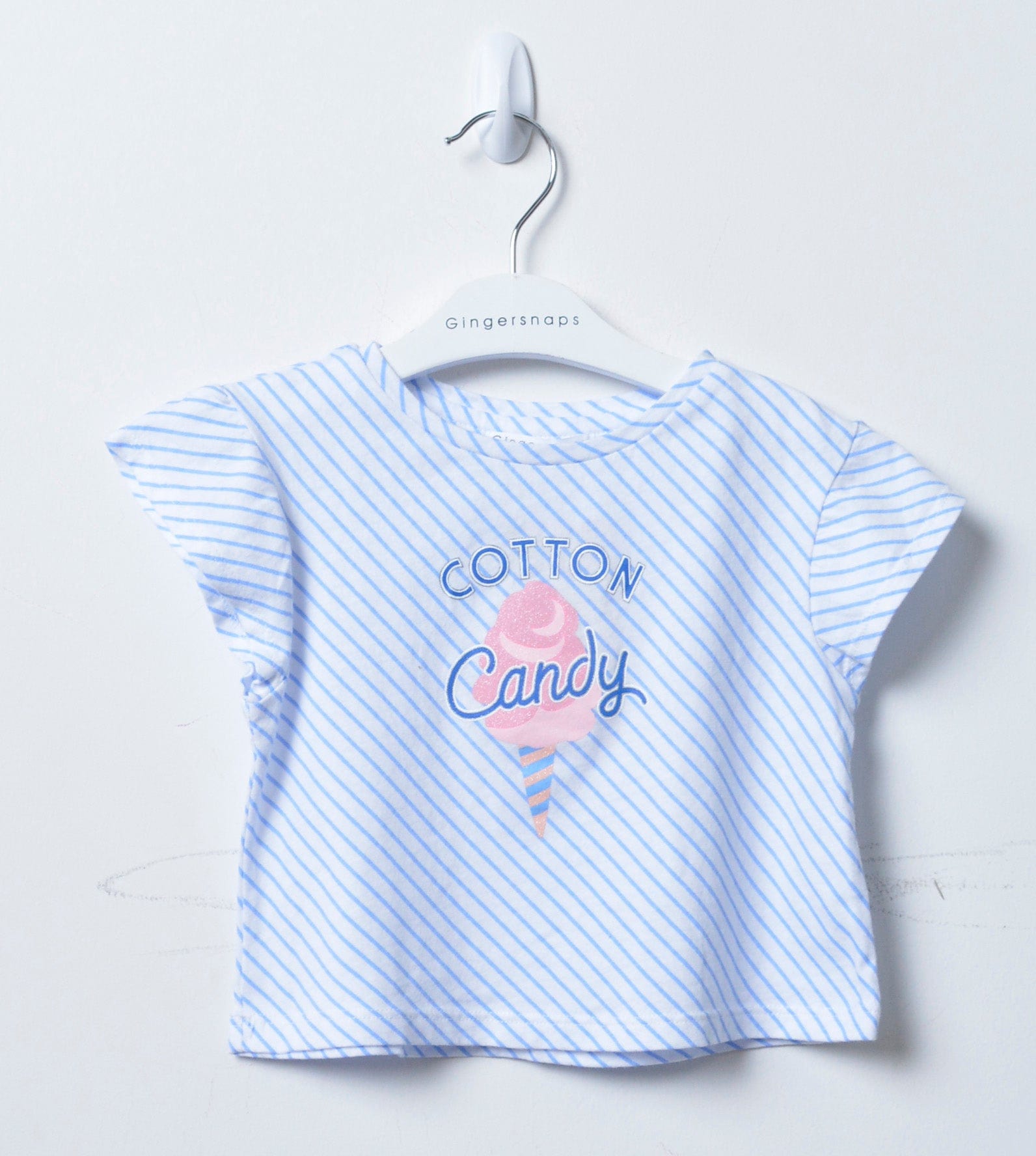 جينجرسنابس تي شيرت بيبي بنات بطبعة حلوى الشعر أزرق/أبيض