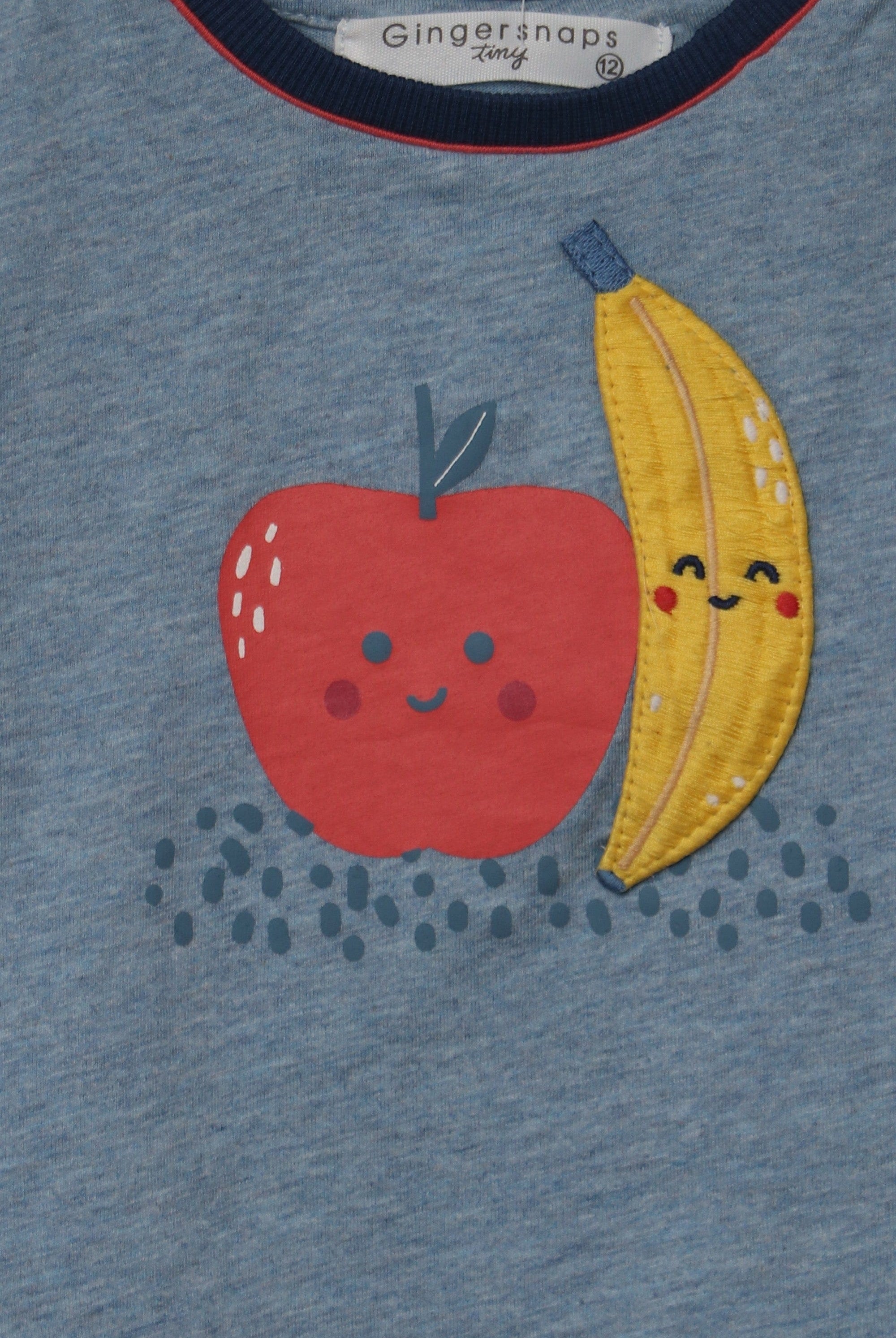 جينجرسنابس تيشيرت كت للبنات الرضع بتصميم سادة ورسمة عليه أزرق