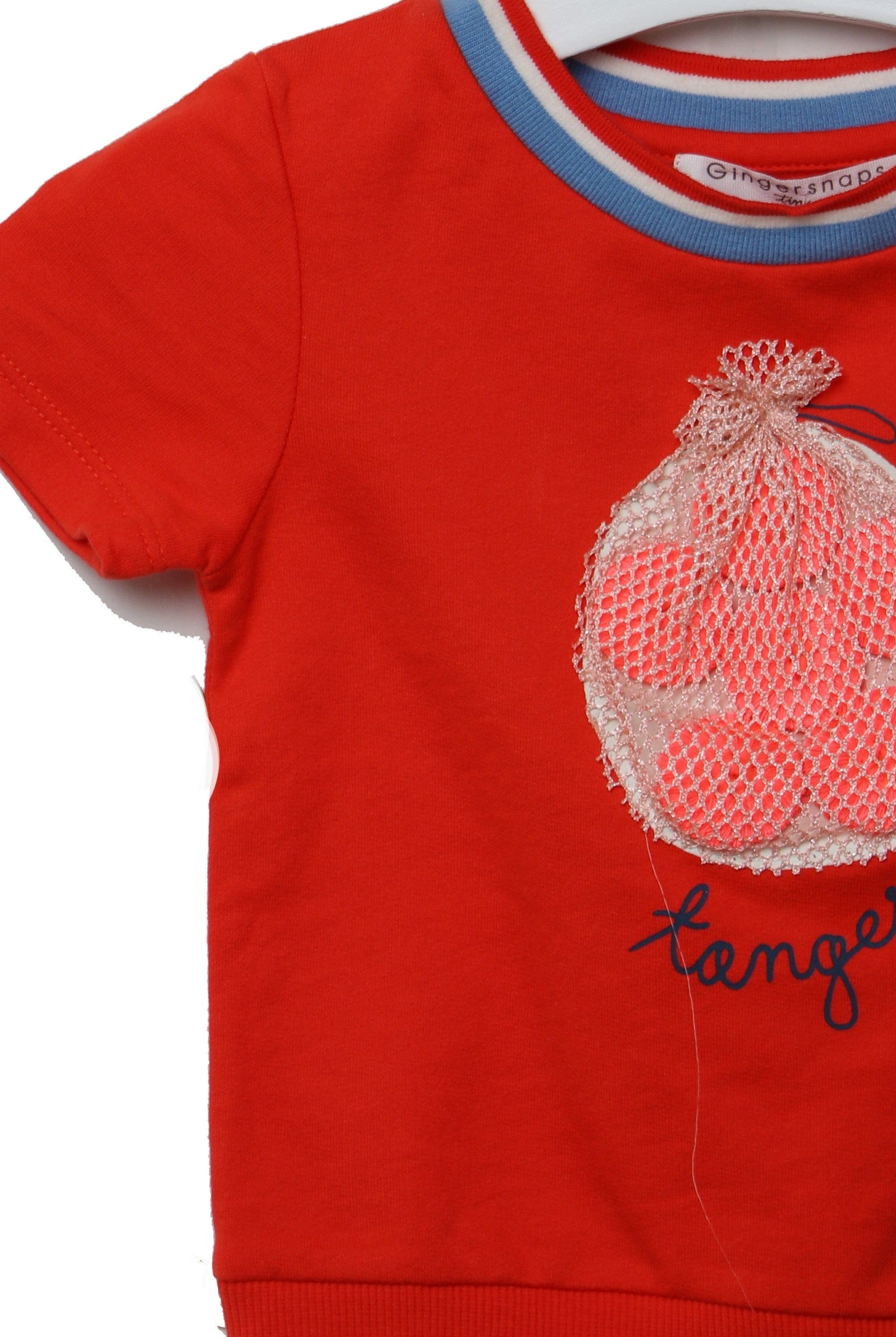 جينجرسنابس بلوزة بناتي مواليد كم قصير أحمر اليوسفي