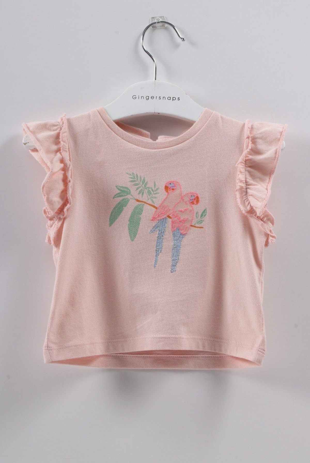 جينجرسنابس تيشيرت بناتي رضع كم قصير الخوخ الوردي