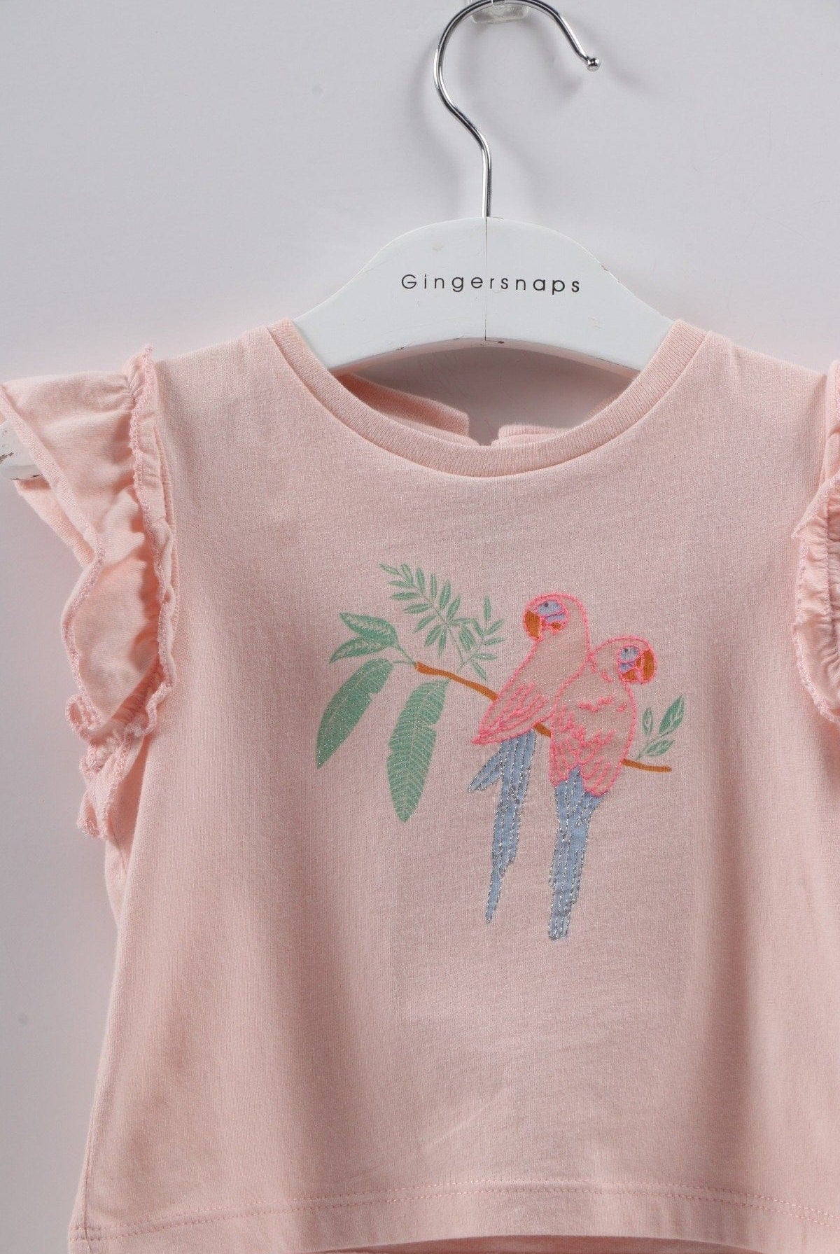 جينجرسنابس تيشيرت بناتي رضع كم قصير الخوخ الوردي