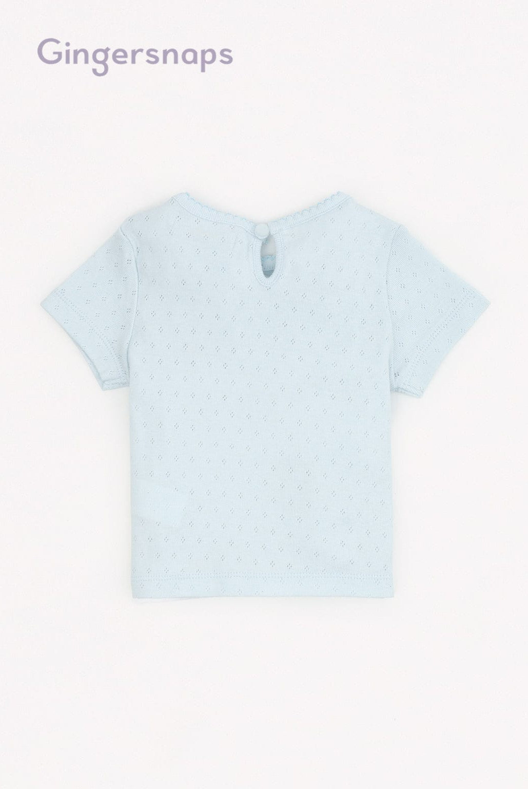 جينجرسنابس تي شيرت بيبي بنات منسوج بتطريز اخطابوط على الصدر أزرق