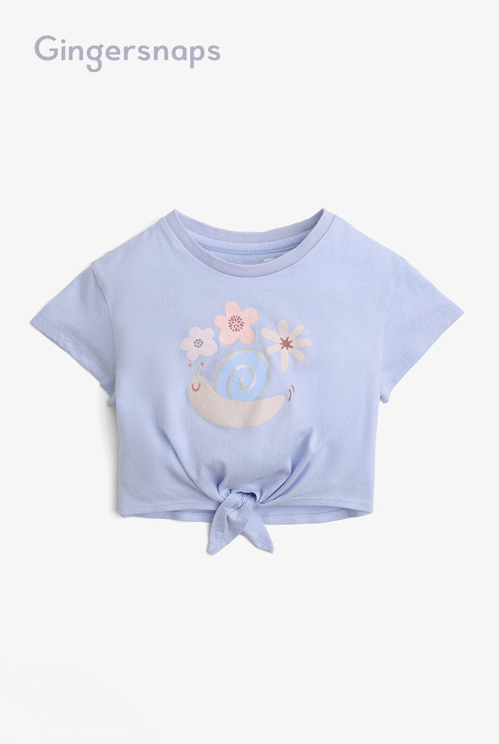 جينجرسنابس تي شيرت بيبي بنات بطبعة حلزون من الامام أزرق