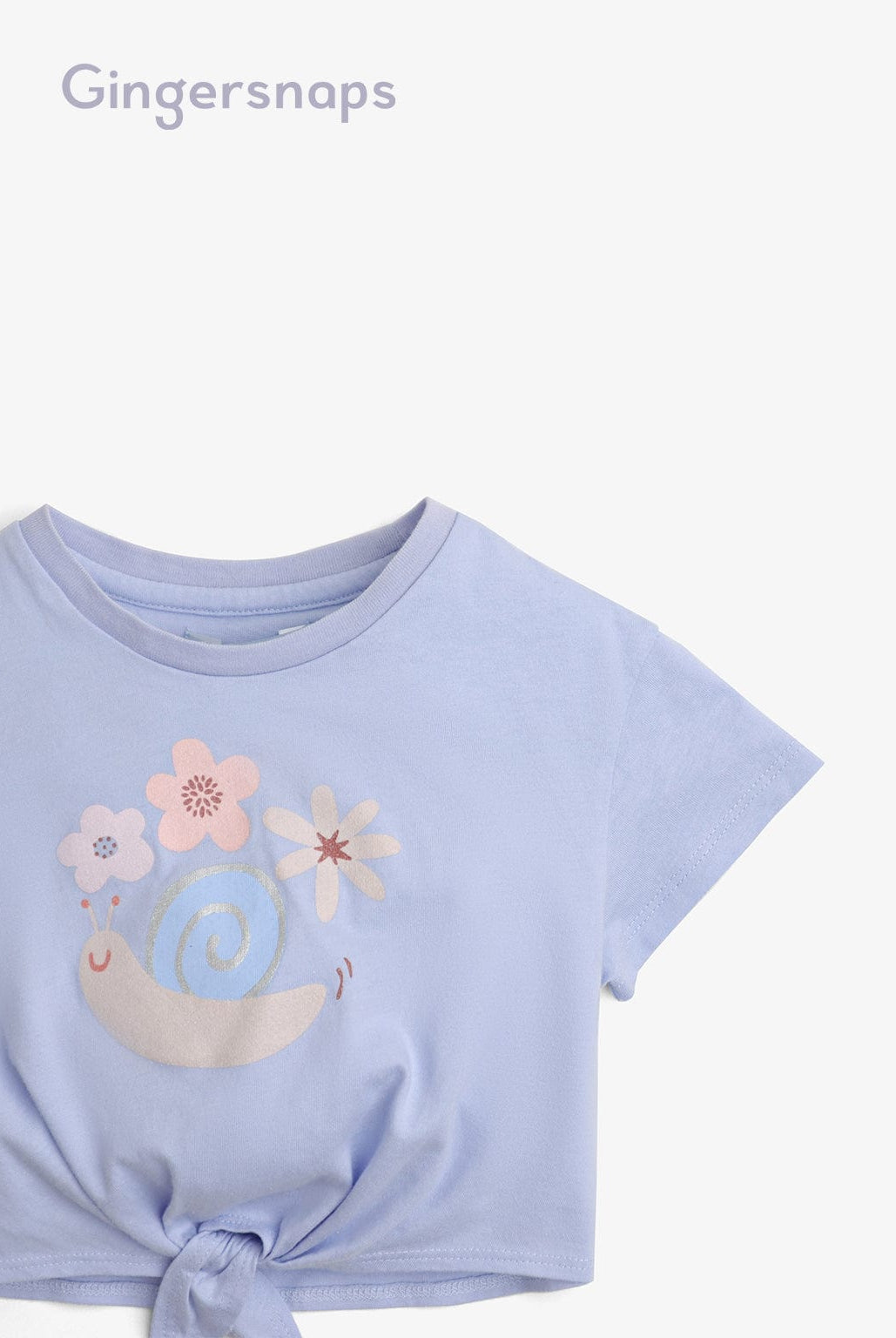 جينجرسنابس تي شيرت بيبي بنات بطبعة حلزون من الامام أزرق