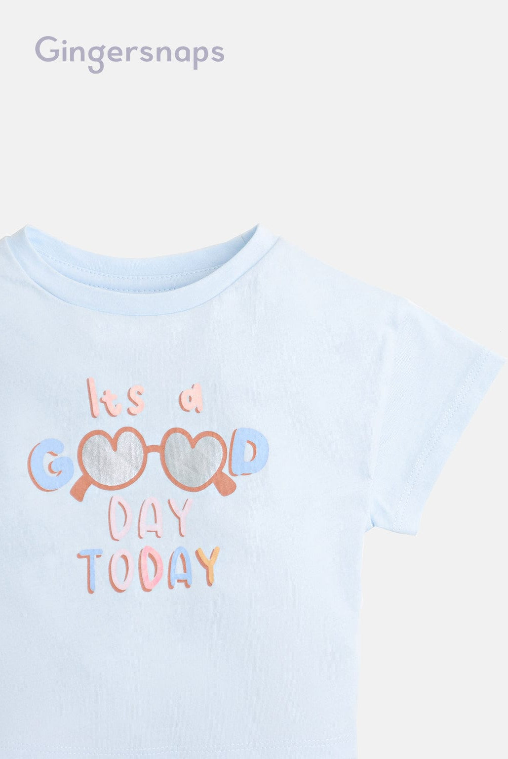 جينجرسنابس تي شيرت بنات بيبي بطبعة كتابة على الصدر أزرق