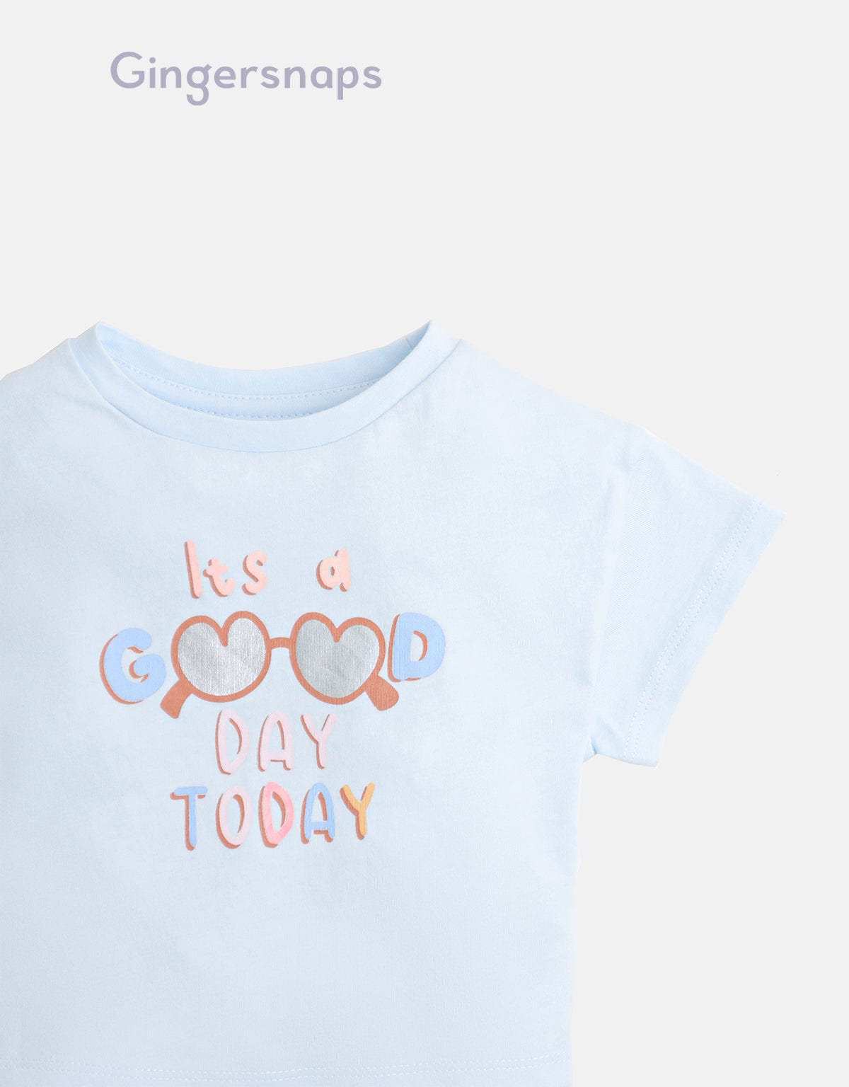 جينجرسنابس تي شيرت بنات بيبي بطبعة كتابة على الصدر أزرق