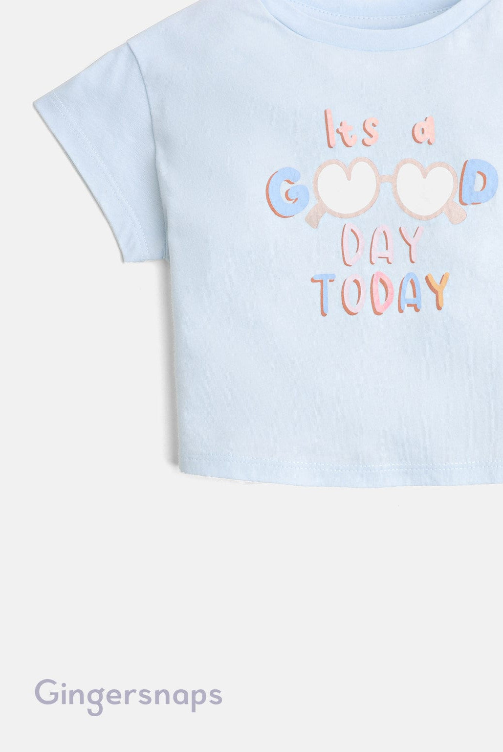 جينجرسنابس تي شيرت بنات بيبي بطبعة كتابة على الصدر أزرق