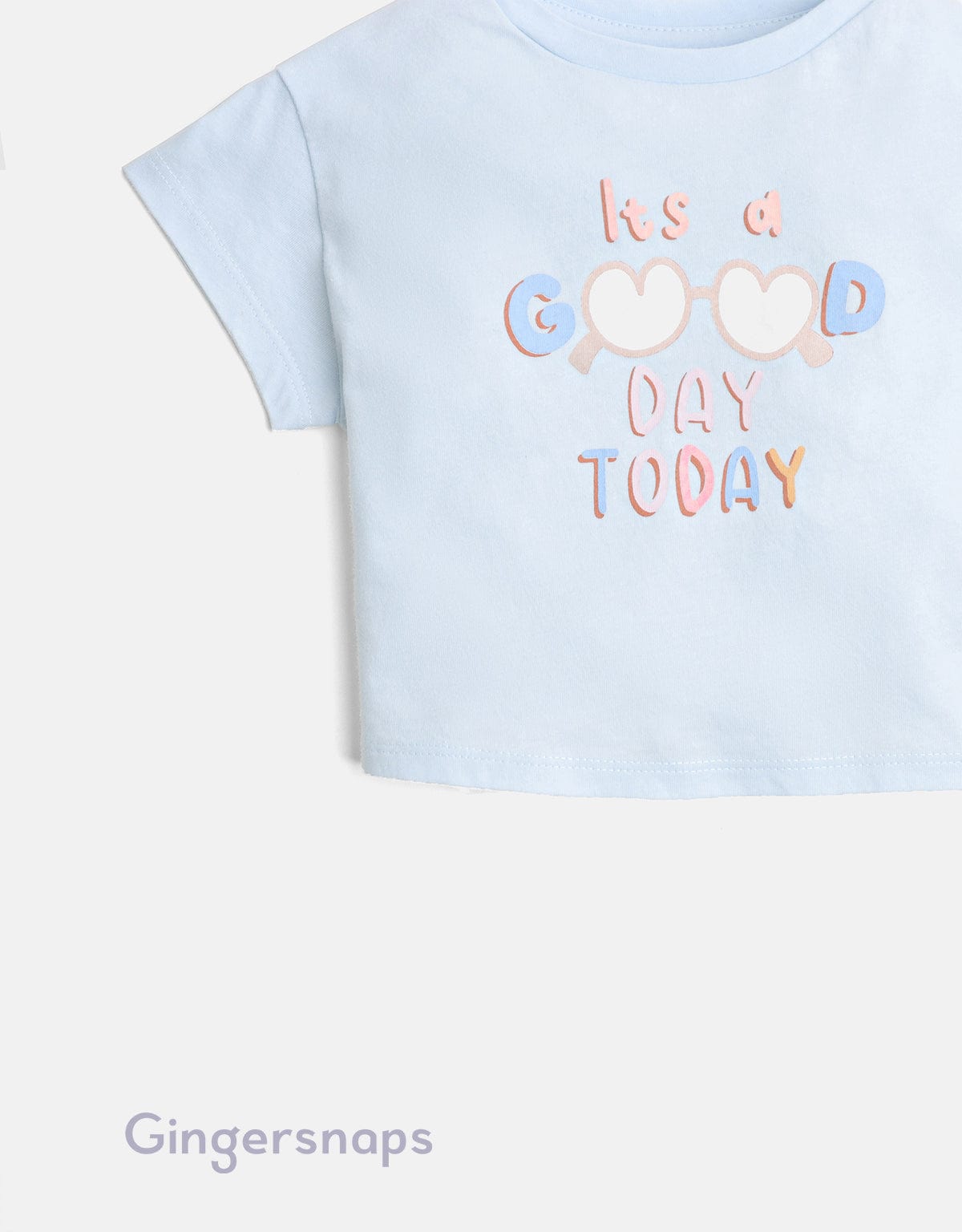 جينجرسنابس تي شيرت بنات بيبي بطبعة كتابة على الصدر أزرق