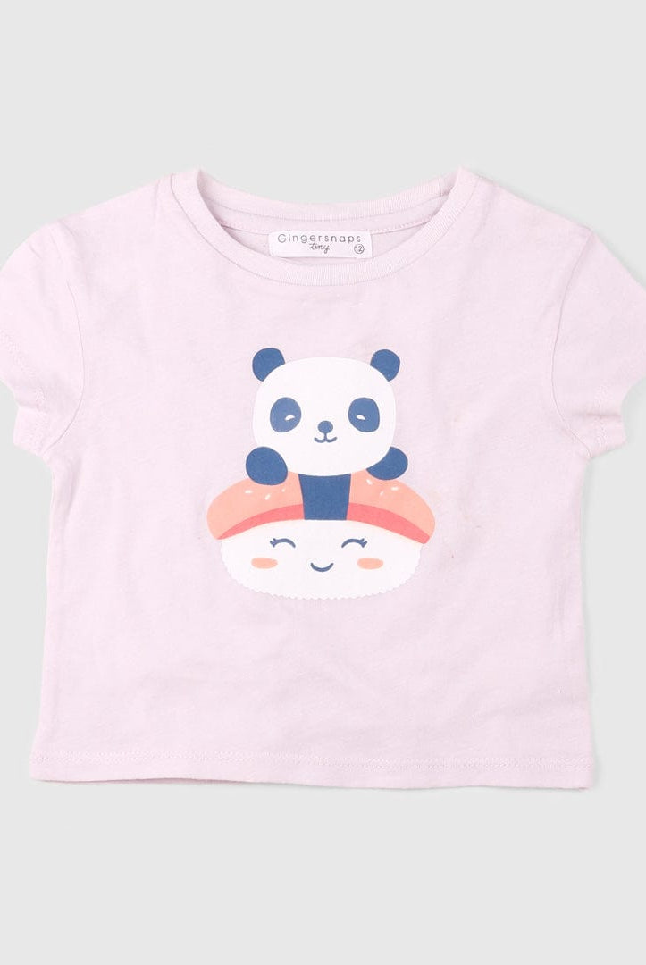 جينجرسنابس بلوزة بناتي مواليد بطبعة كم قصير رمادي ليلكي