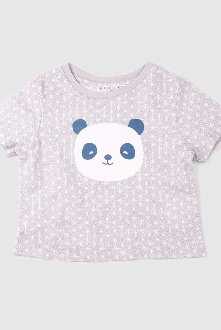 جينجرسنابس بلوزة اطفال رضع نص كم برسمة دب أخضر فاتح لامع