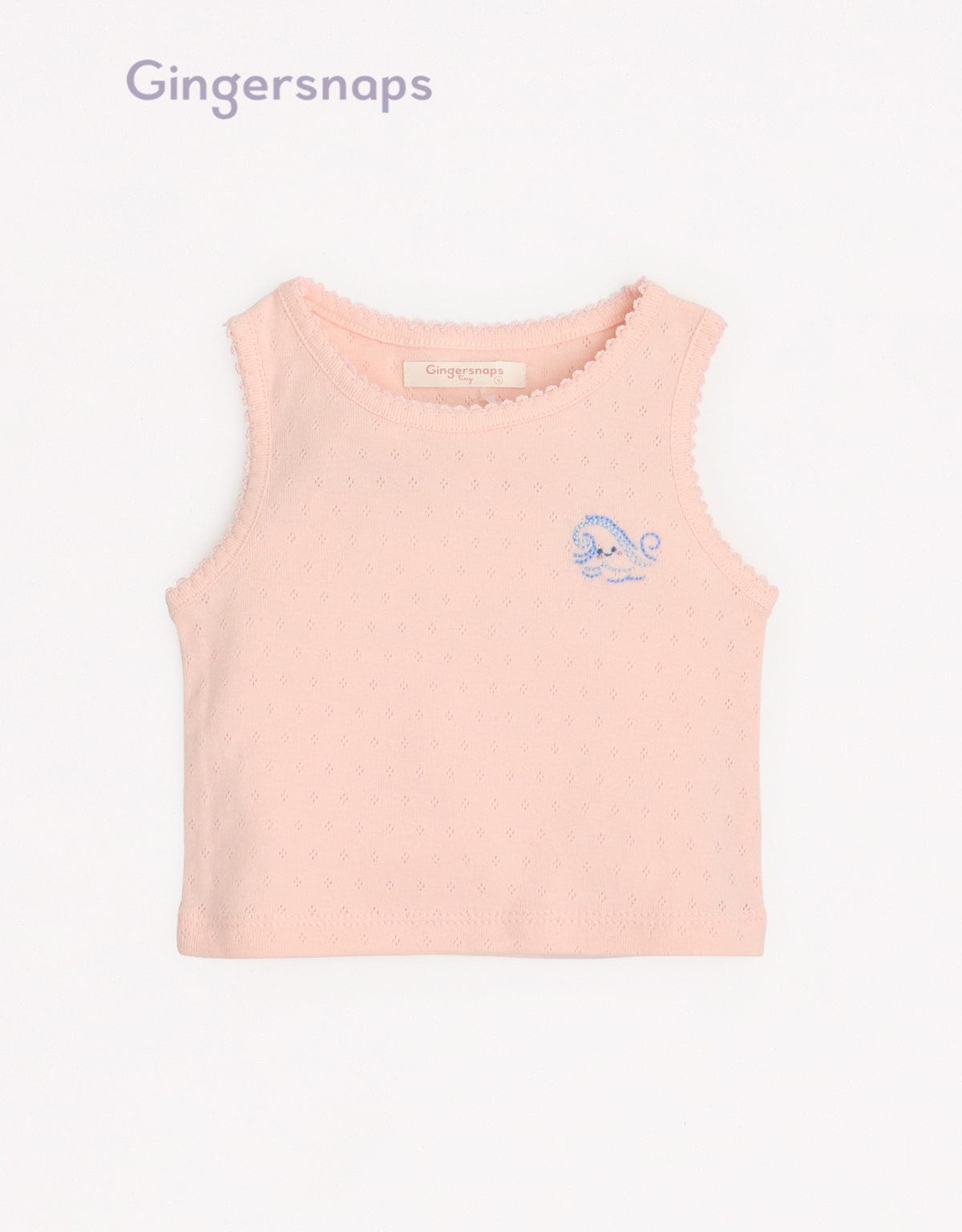 جينجرسنابس تانك توب بناتي رضع منسوج بتطريز بحر على الصدر وردي