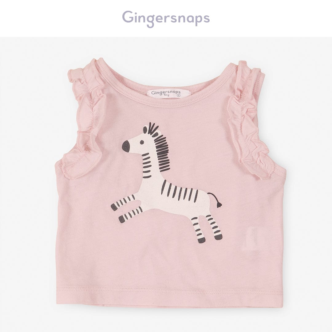جينجرسنابس تانك توب بنمط حمار وحشي بناتي رضع وردي فاتح