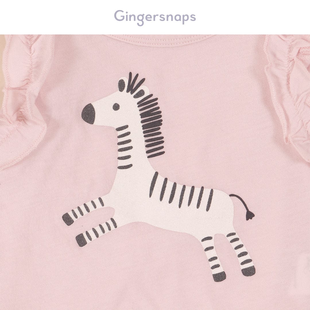 جينجرسنابس تانك توب بنمط حمار وحشي بناتي رضع وردي فاتح