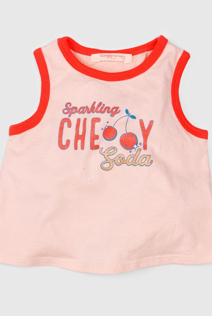 جينجرسنابس تانك توب بناتي رضع بنمط الكرز وردي