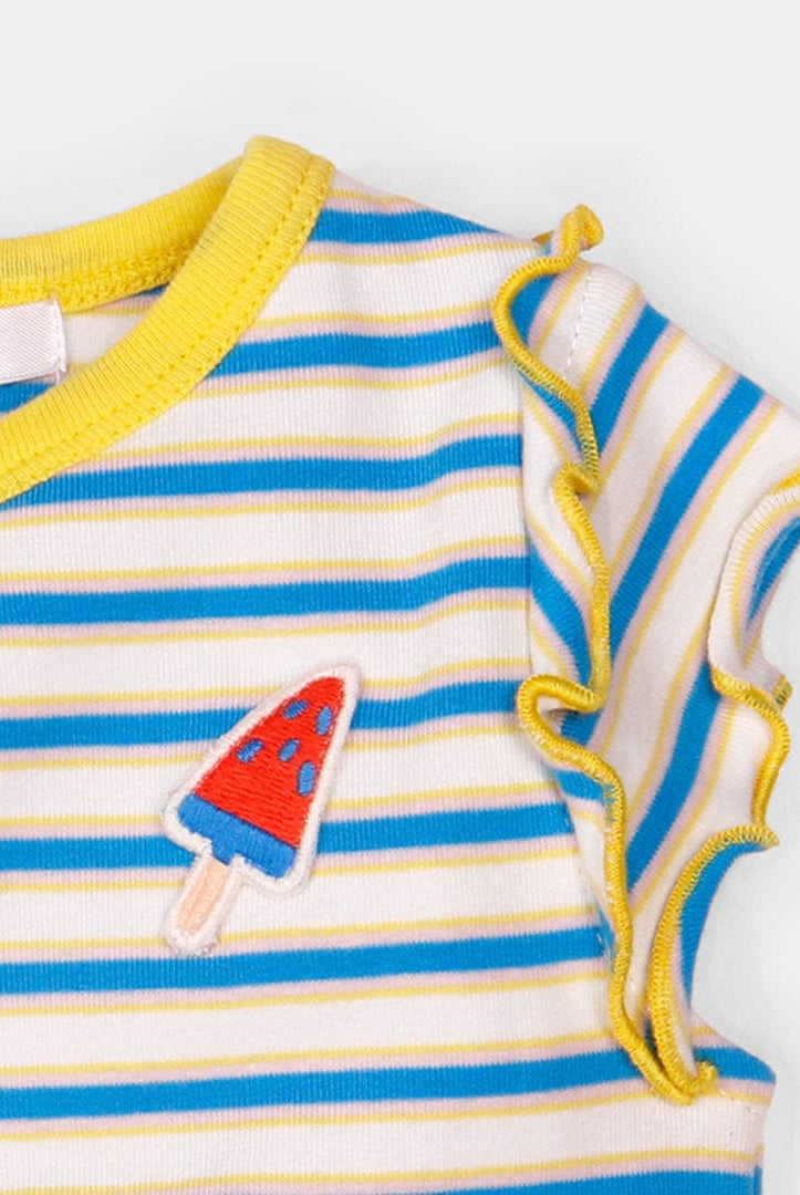 جينجرسنابس تانك توب بناتي رضع بنمط مخطط بطبعة أيس كريم متعدد الألوان