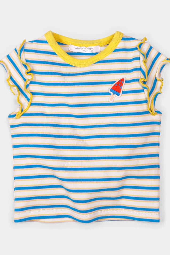 جينجرسنابس تانك توب بناتي رضع بنمط مخطط بطبعة أيس كريم متعدد الألوان