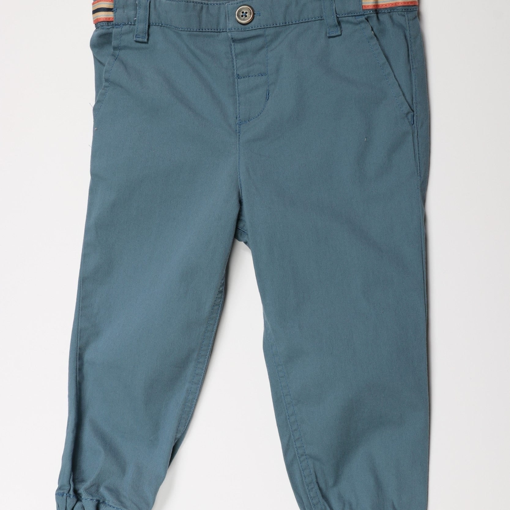 جينجرسنابس بنطلون اطفال رضع ولادي سادة بجيوب امامية ومطاط عند الكاحل أزرق