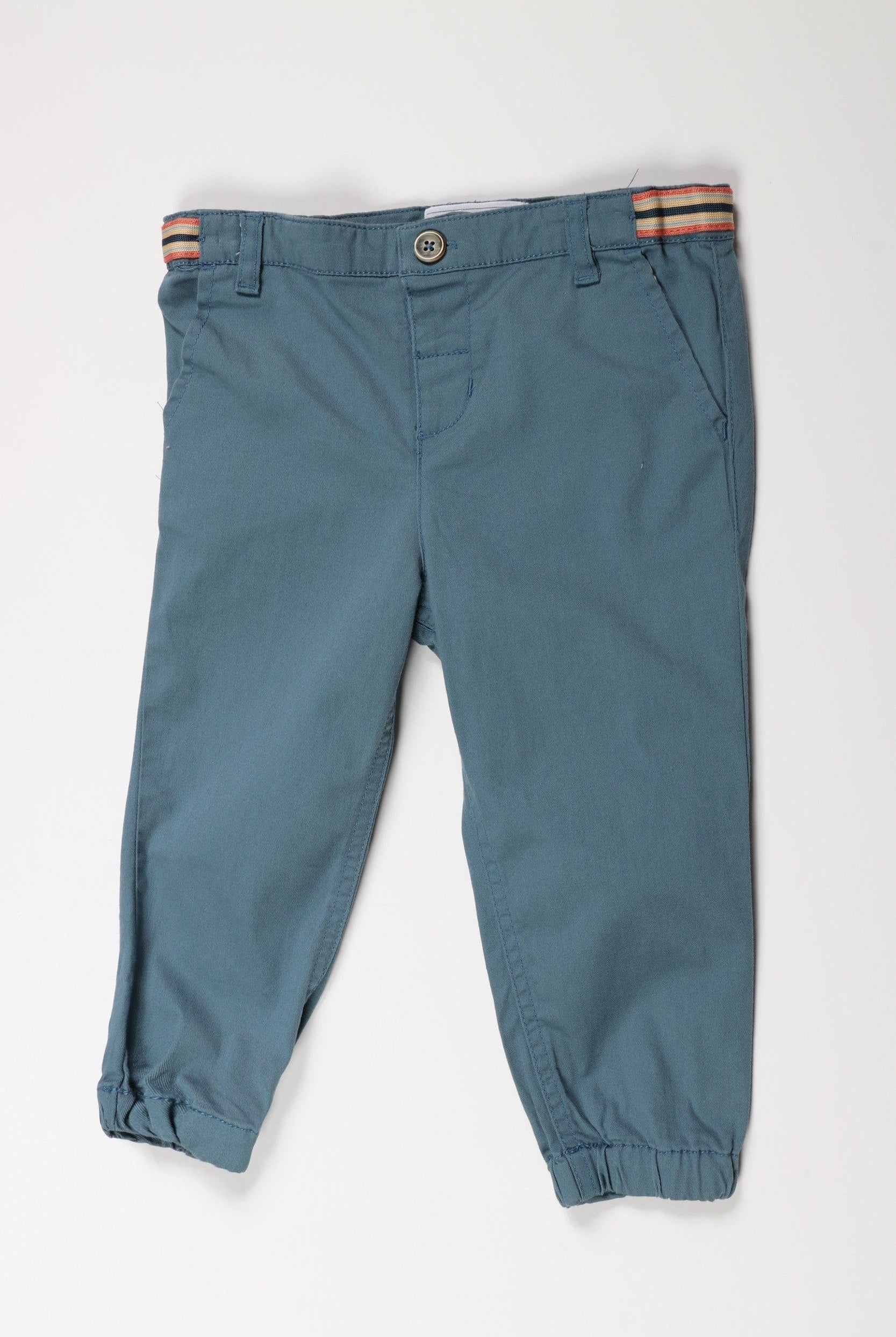 جينجرسنابس بنطلون اطفال رضع ولادي سادة بجيوب امامية ومطاط عند الكاحل أزرق