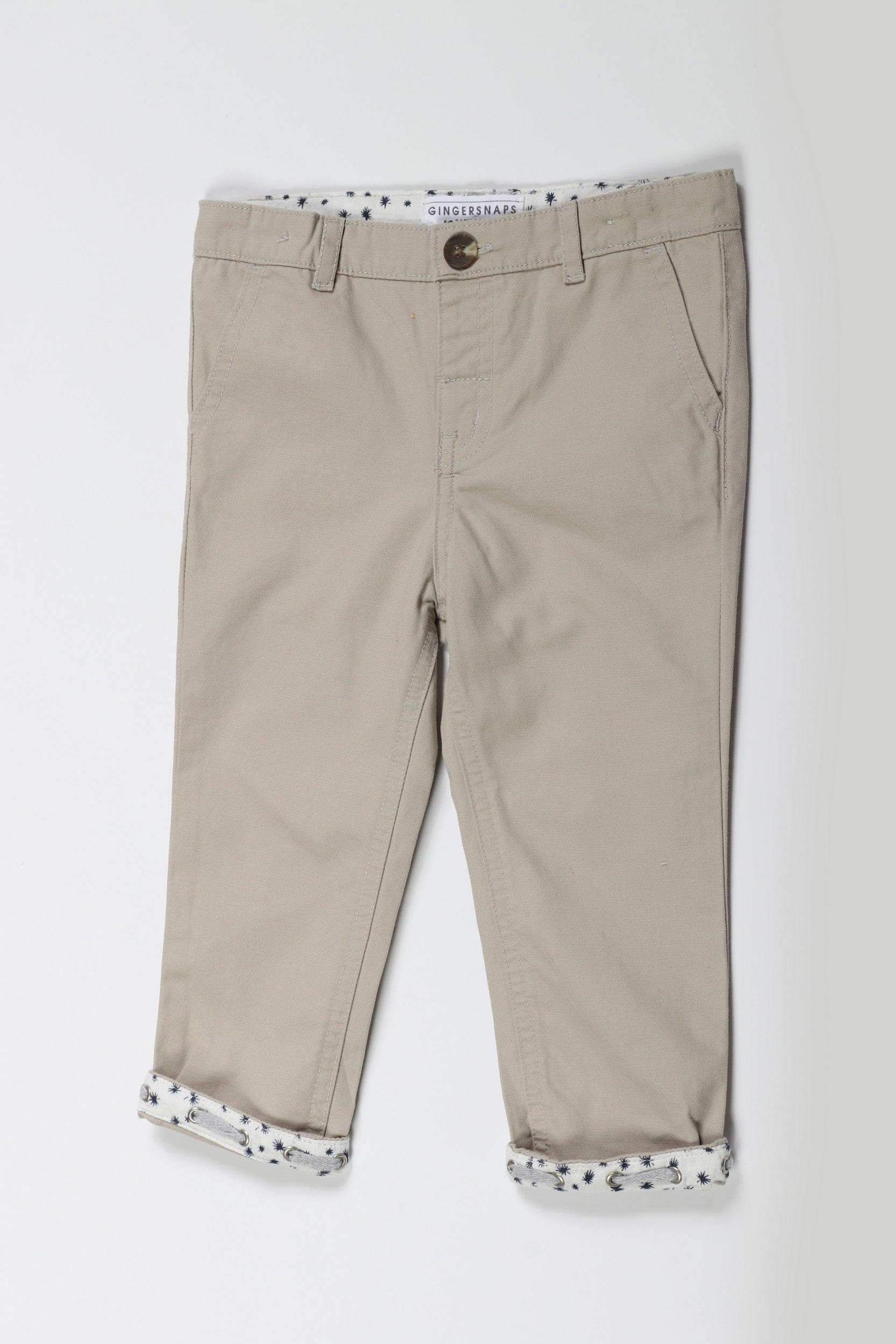 جينجرسنابس بنطلون ولادي سادة منقوش بالنجوم من أسفل الكاكي بني