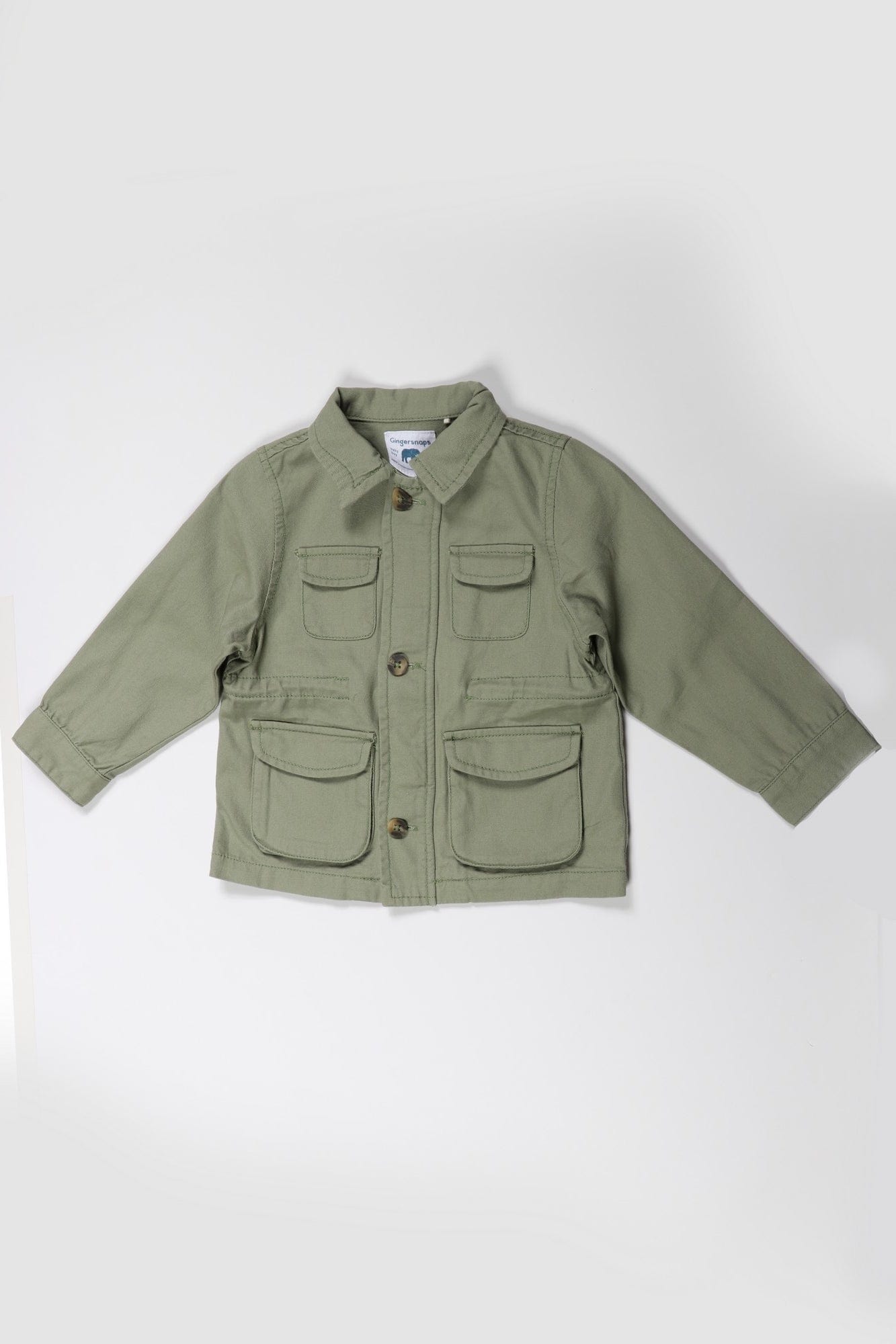 جينجرسنابس سترة بأزرار أمامية وجيوب كم طويل رضع أولادي الكاكي