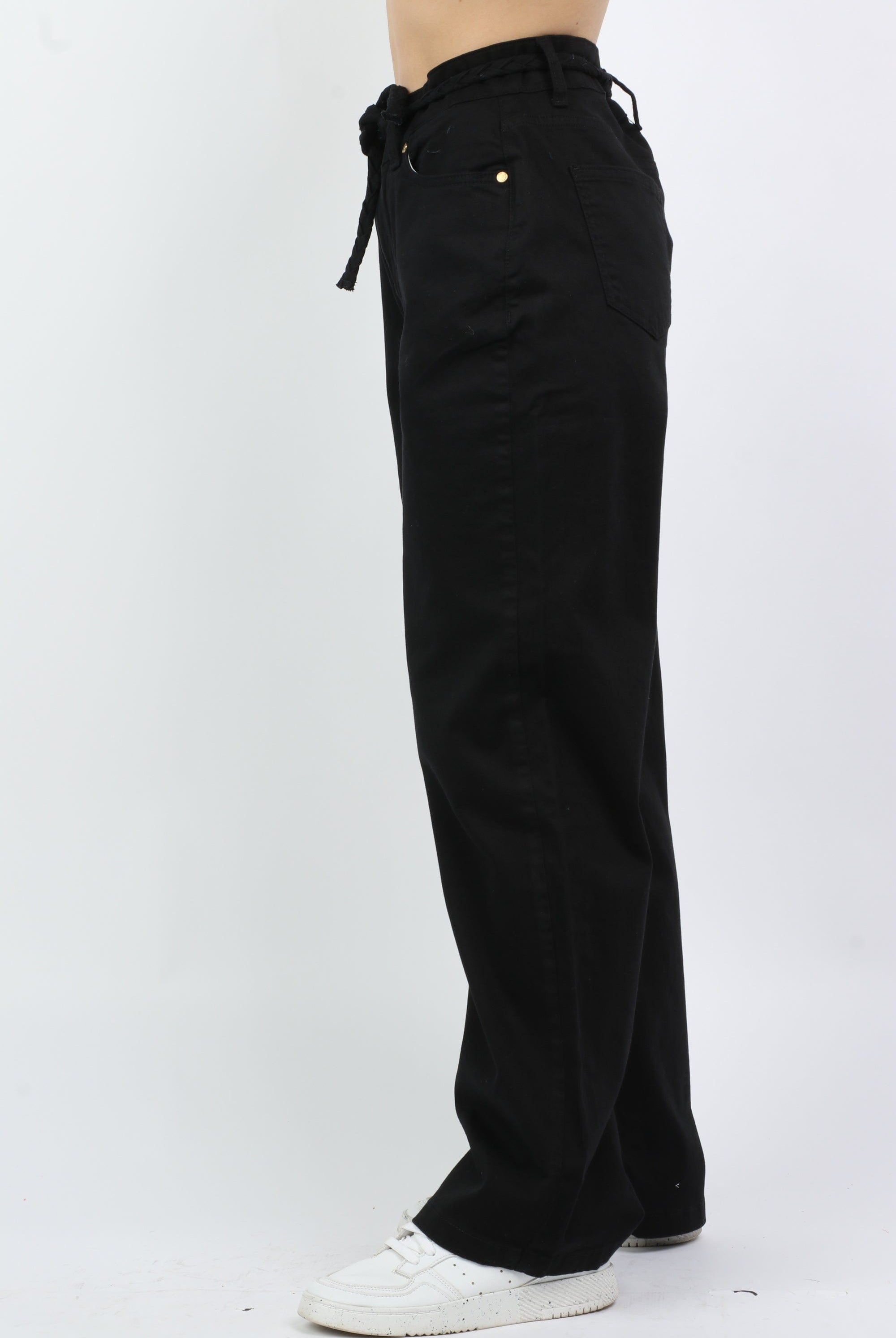 داليدرس بنطلون وايد ليج سادة برباط علي الخصر