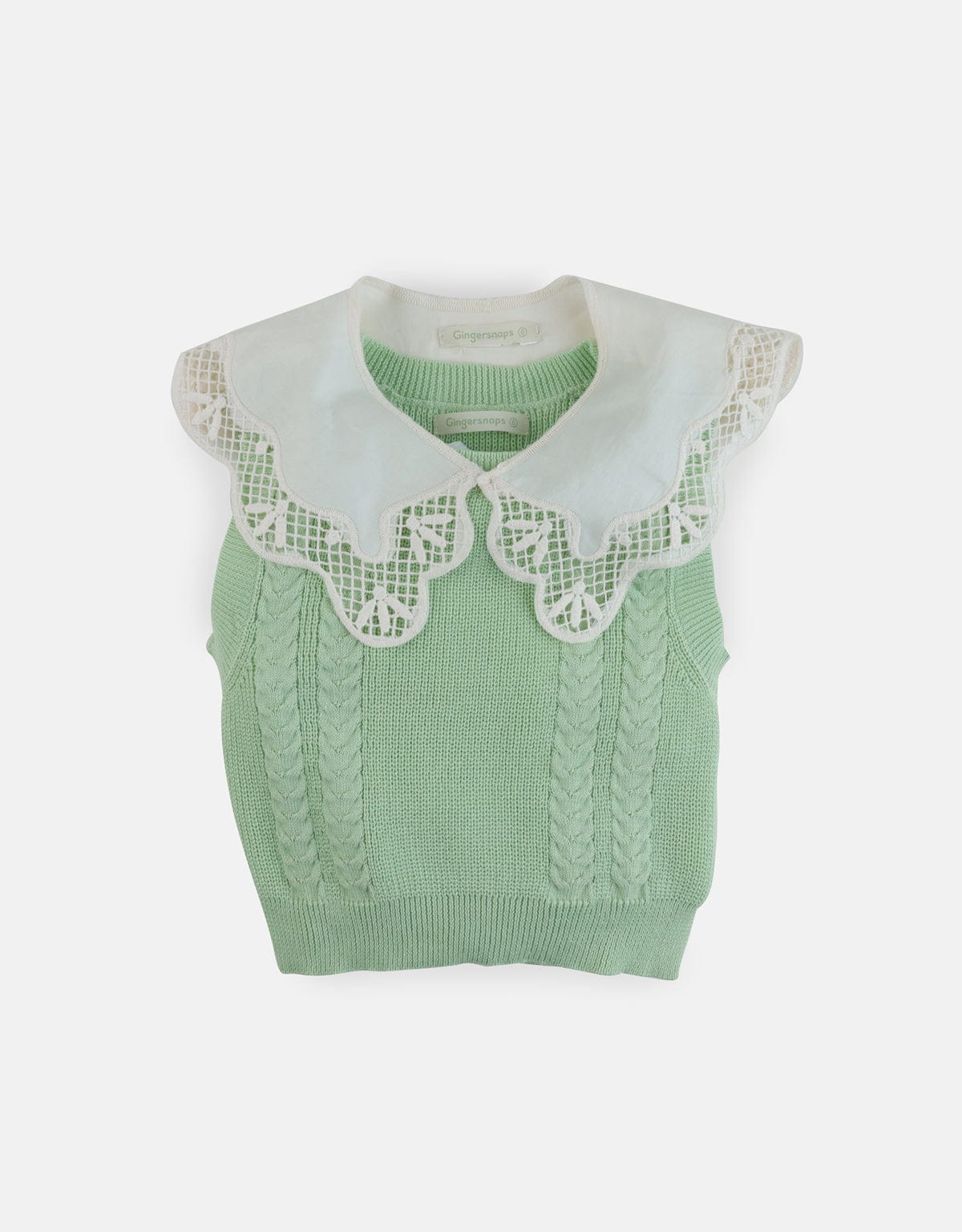 جينجرسنابس بلوزة بناتي منسوجة مزينة بياقة عريضة أخضر