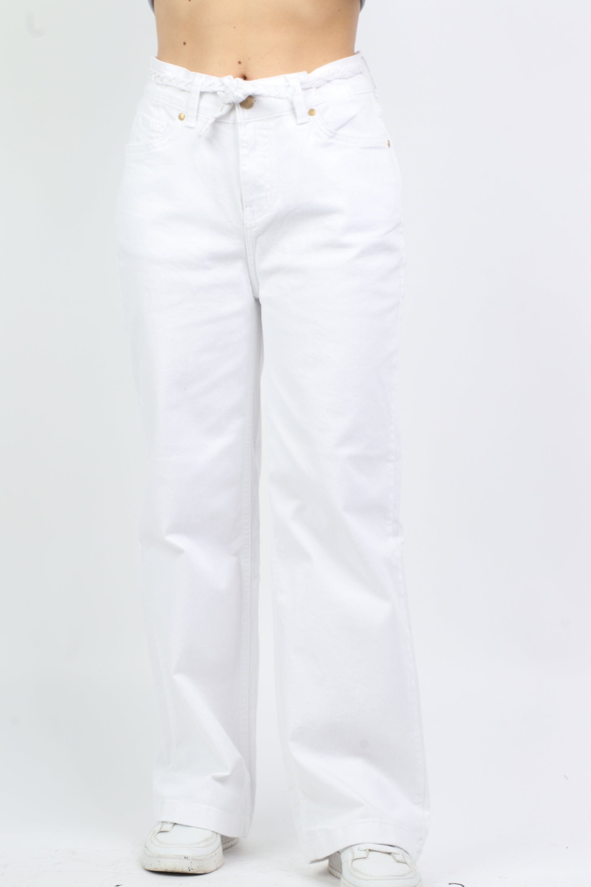 داليدرس بنطلون وايد ليج سادة برباط علي الخصر