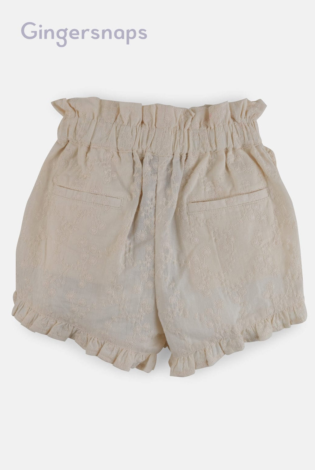 جينجرسنابس شورت بناتي مطرز بكشكشة بيج