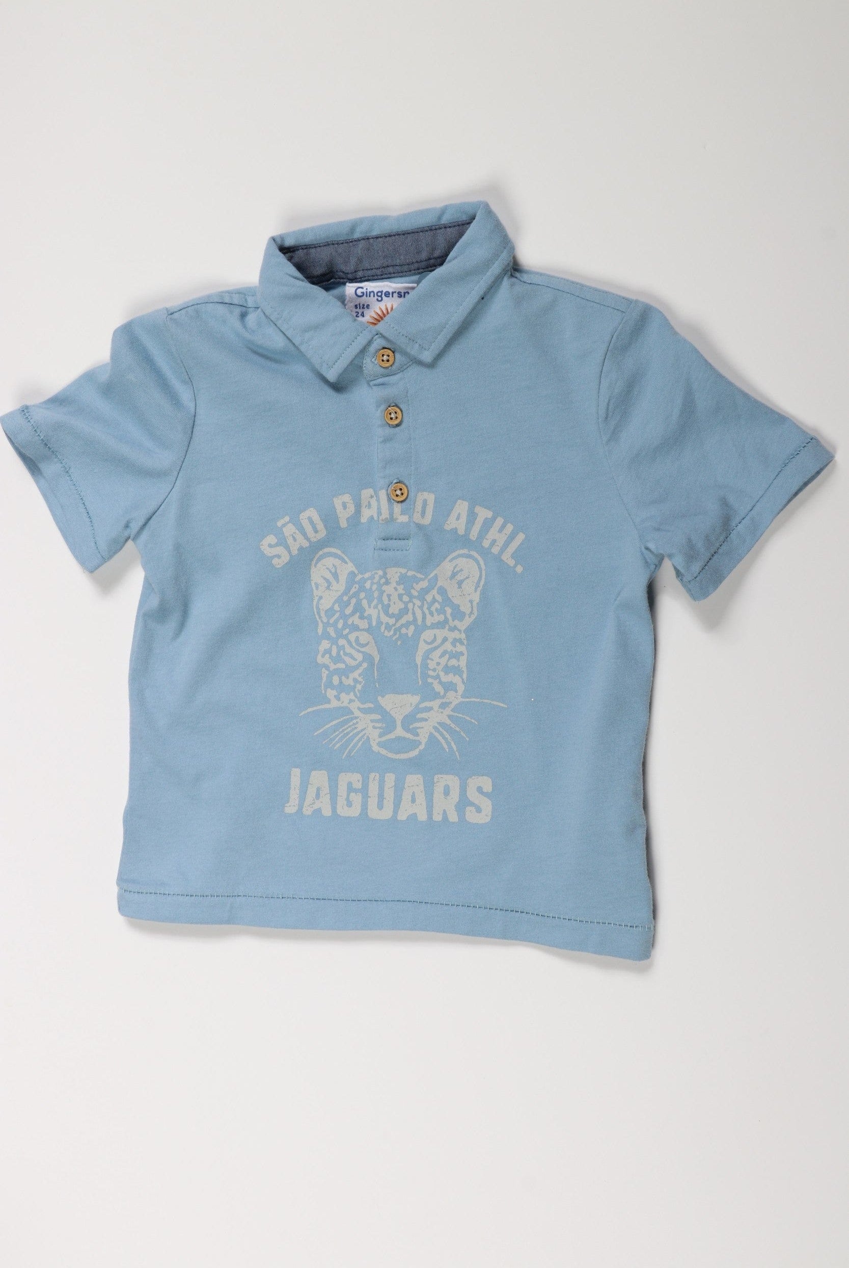 جينجرسنابس تيشيرت بولو أولادي بطبعة علي الصدر أزرق غامق