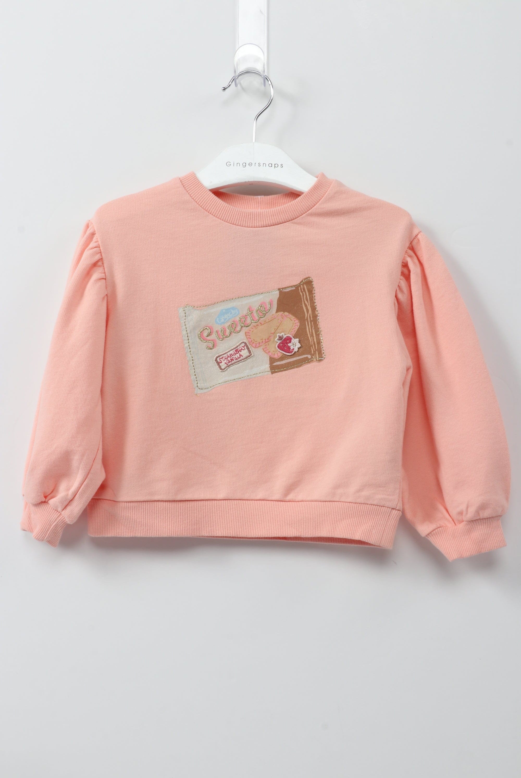 جينجرسنابس بلوفر بناتي بطبعة بكم منفوخ طويل خوخي