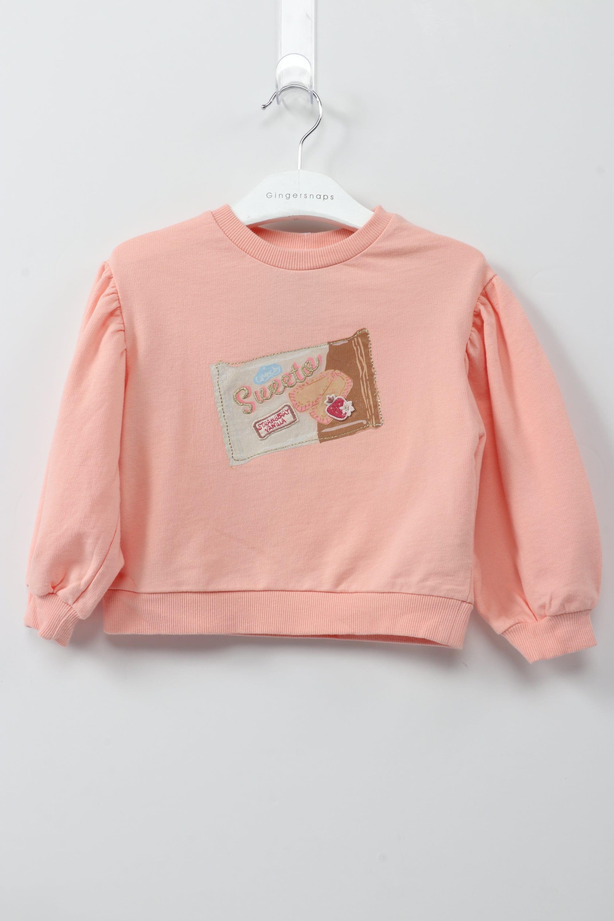 جينجرسنابس بلوفر بناتي بطبعة بكم منفوخ طويل خوخي