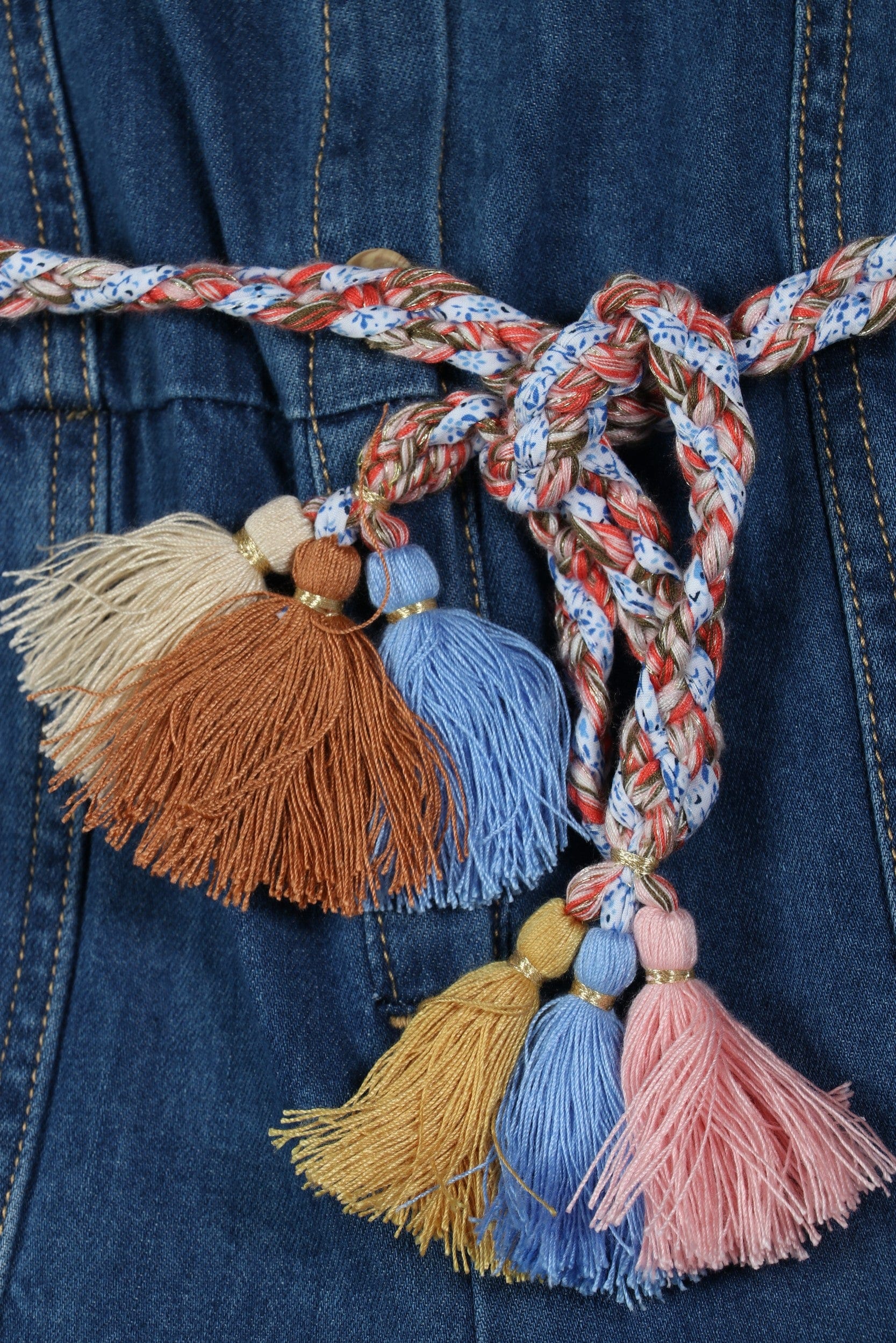 جينجرسنابس جمبسوت بناتي جينز للاطفال برباط علي الخصر أزرق