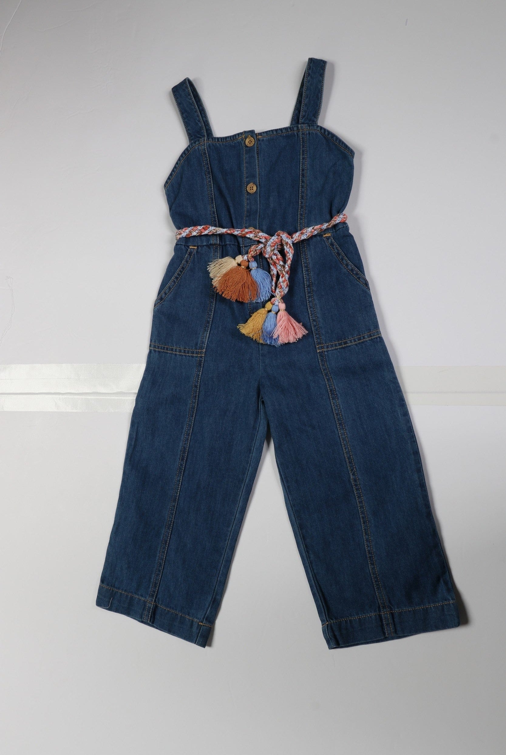 جينجرسنابس جمبسوت بناتي جينز للاطفال برباط علي الخصر أزرق